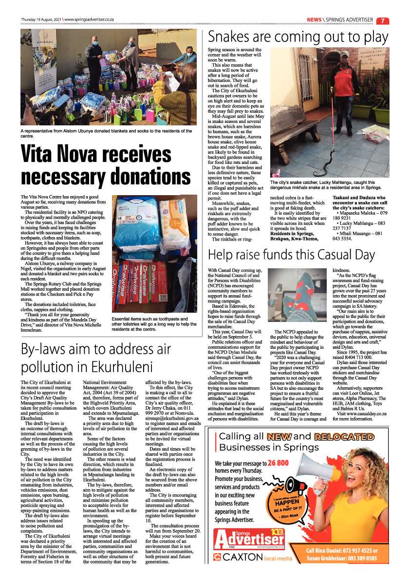 Springs Advertiser 19 August 2021 page 7