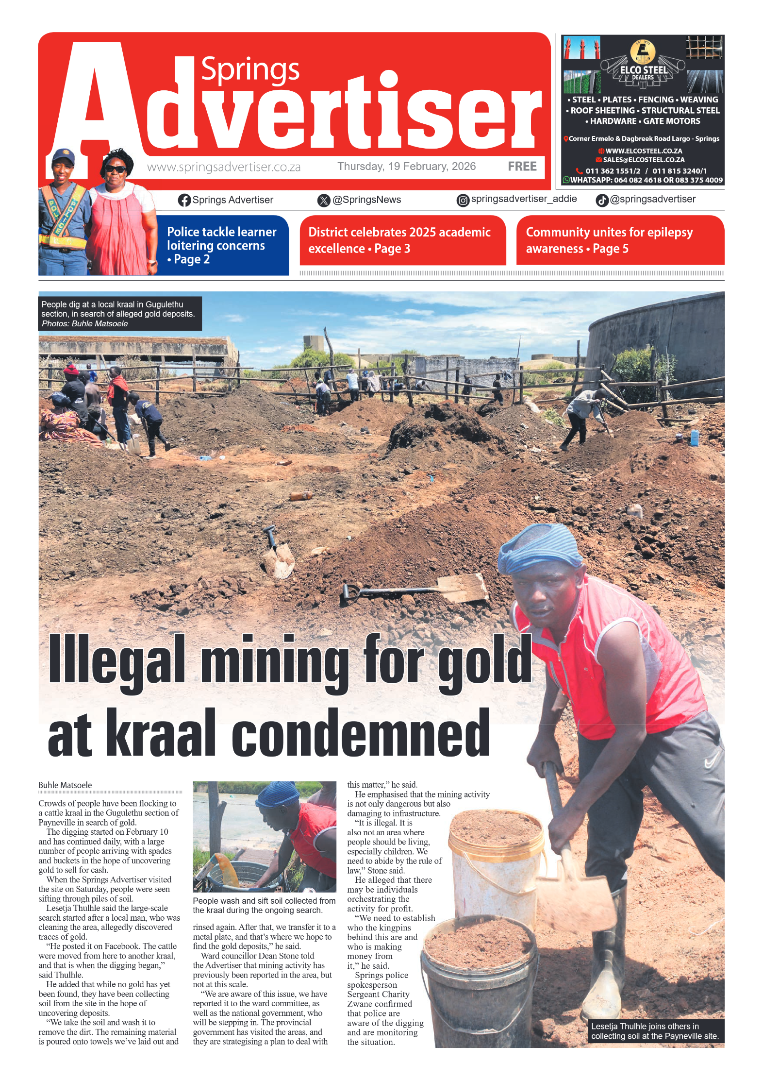Springs Advertiser 19 February 2026 page 1
