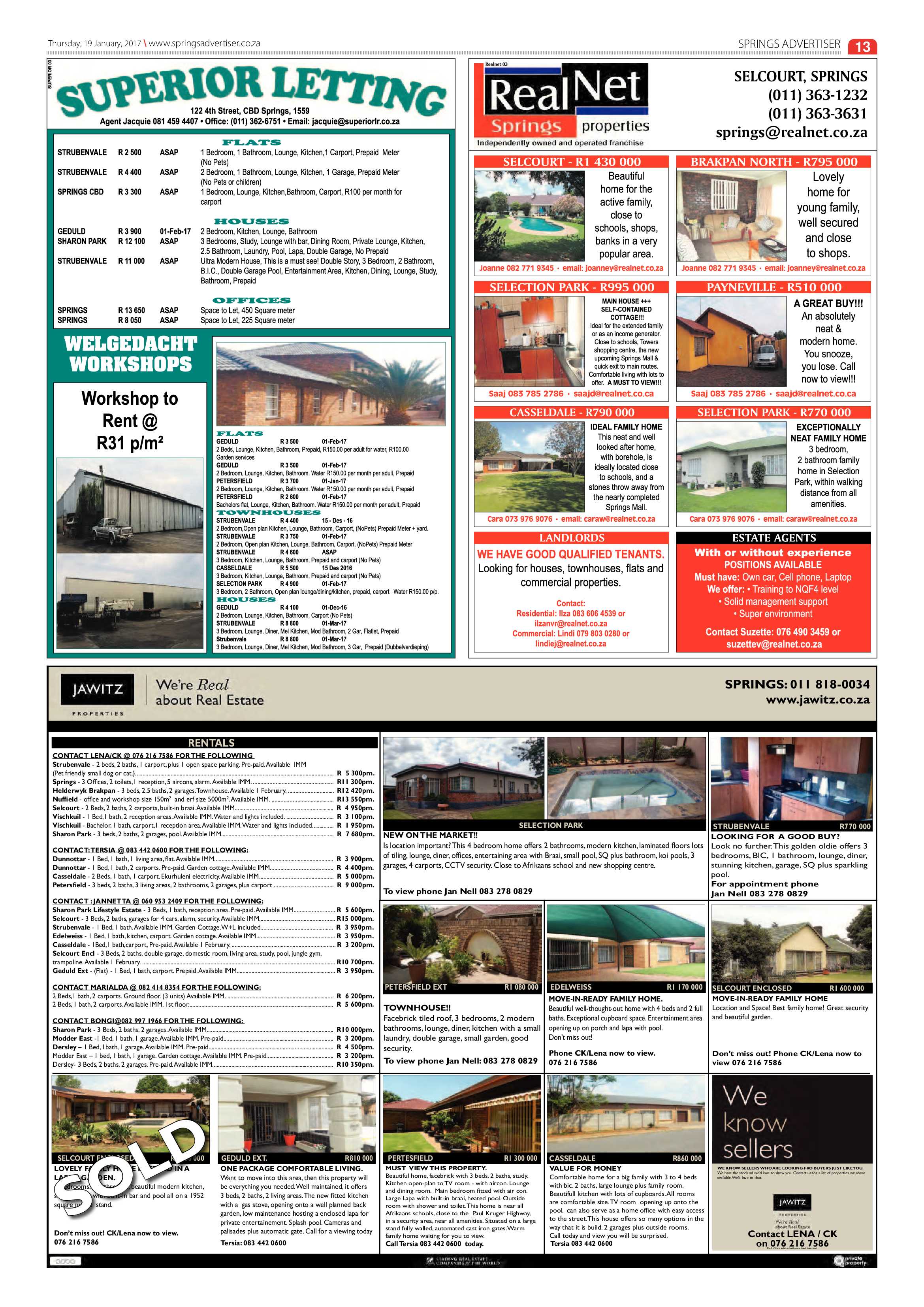Springs Advertiser 19 January 2017 page 13