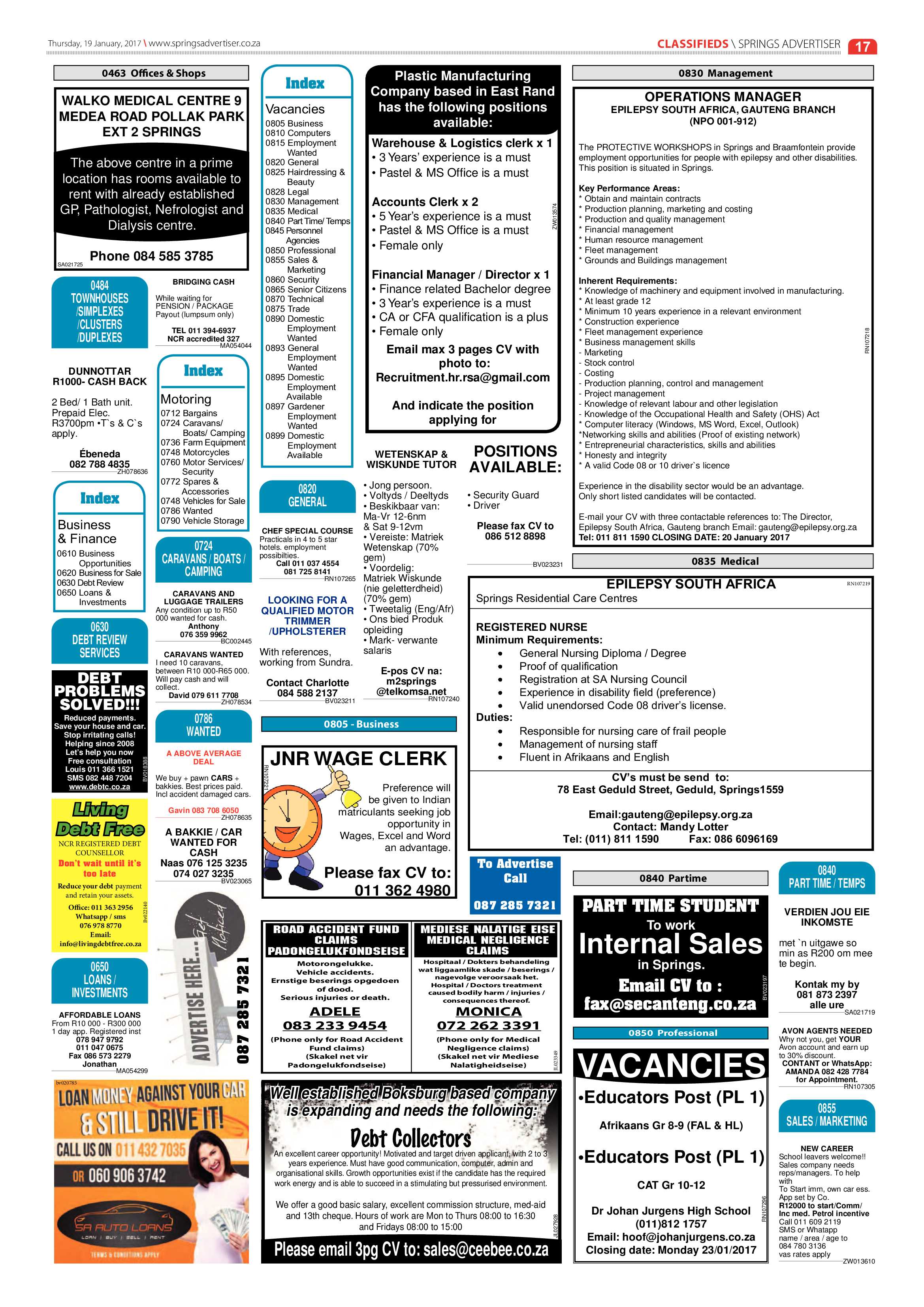 Springs Advertiser 19 January 2017 page 17