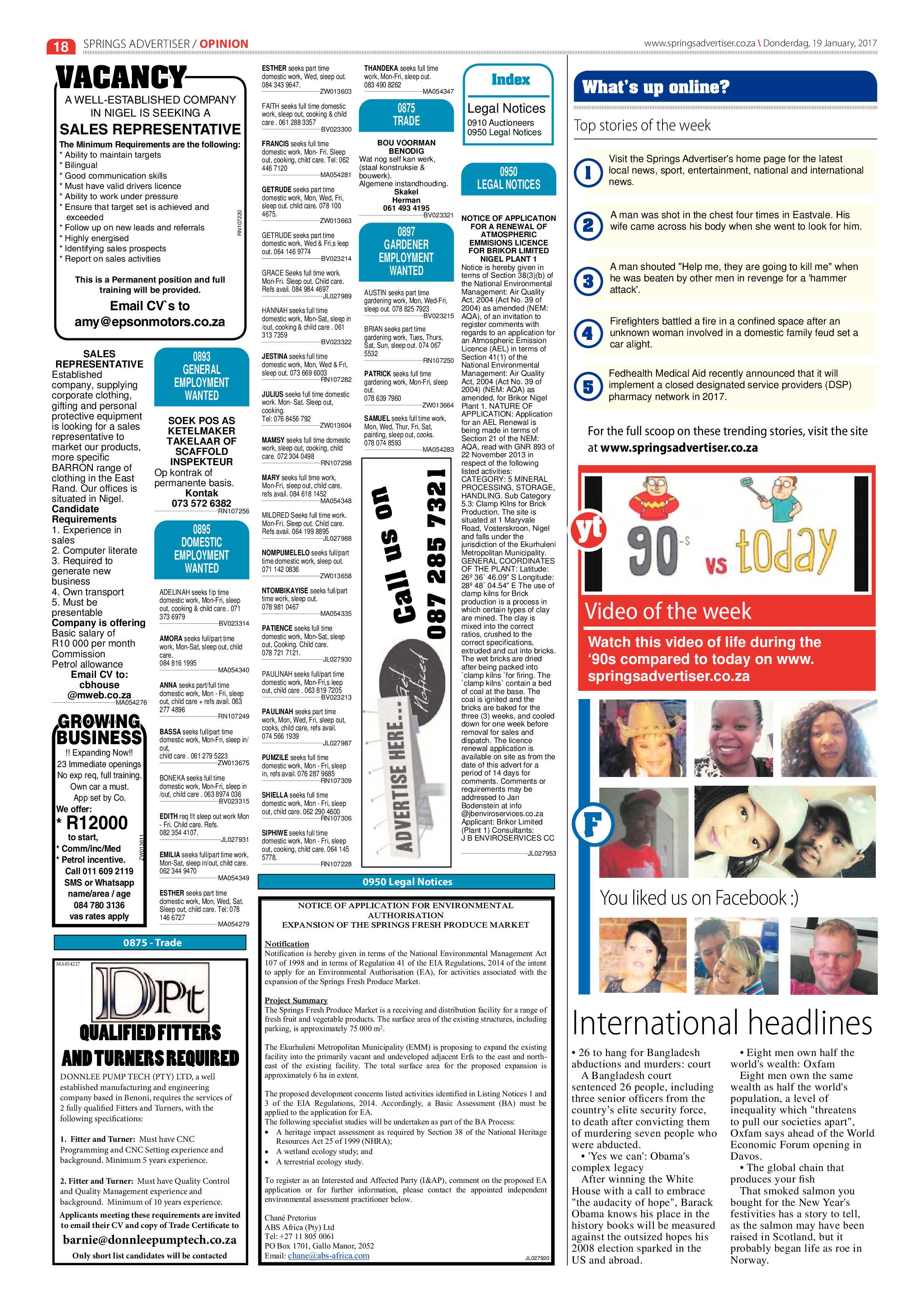 Springs Advertiser 19 January 2017 page 18