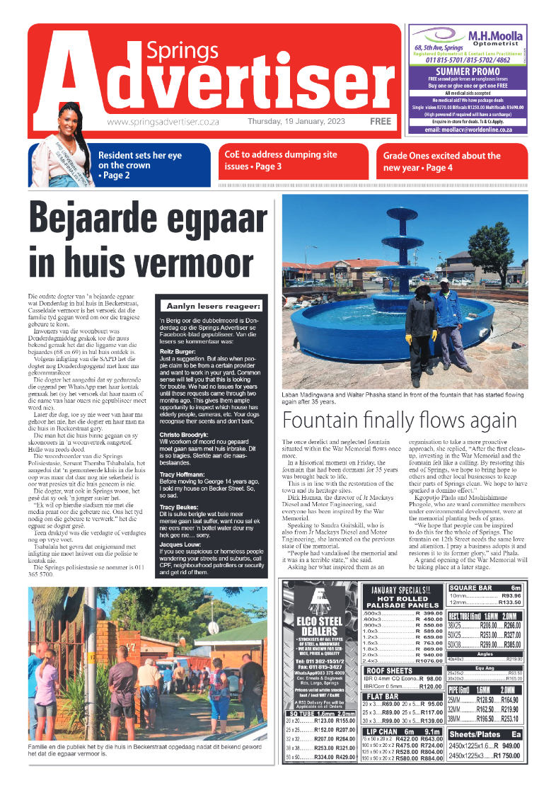 Springs Advertiser 19 January 2023 page 1