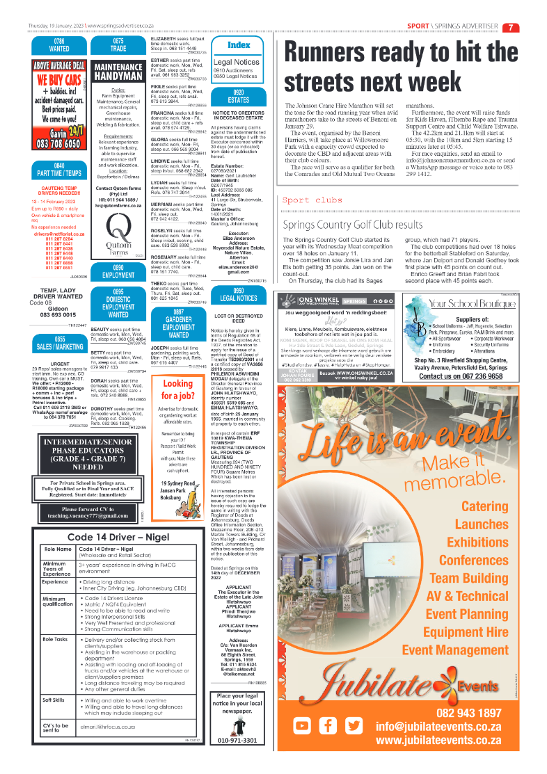 Springs Advertiser 19 January 2023 page 7