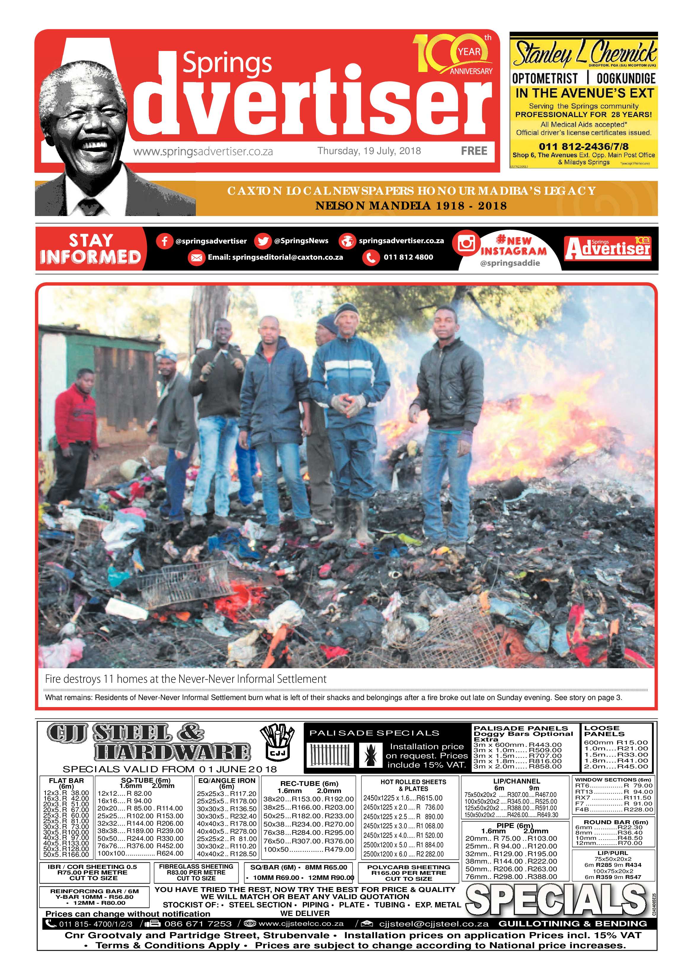 Springs Advertiser 19 July 2018 page 1