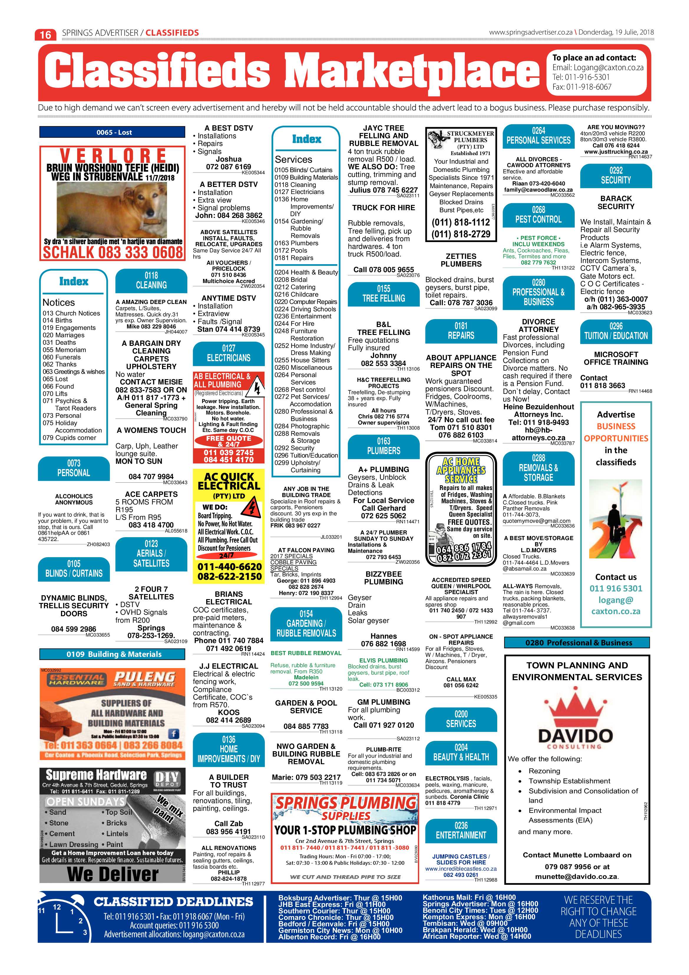 Springs Advertiser 19 July 2018 page 16