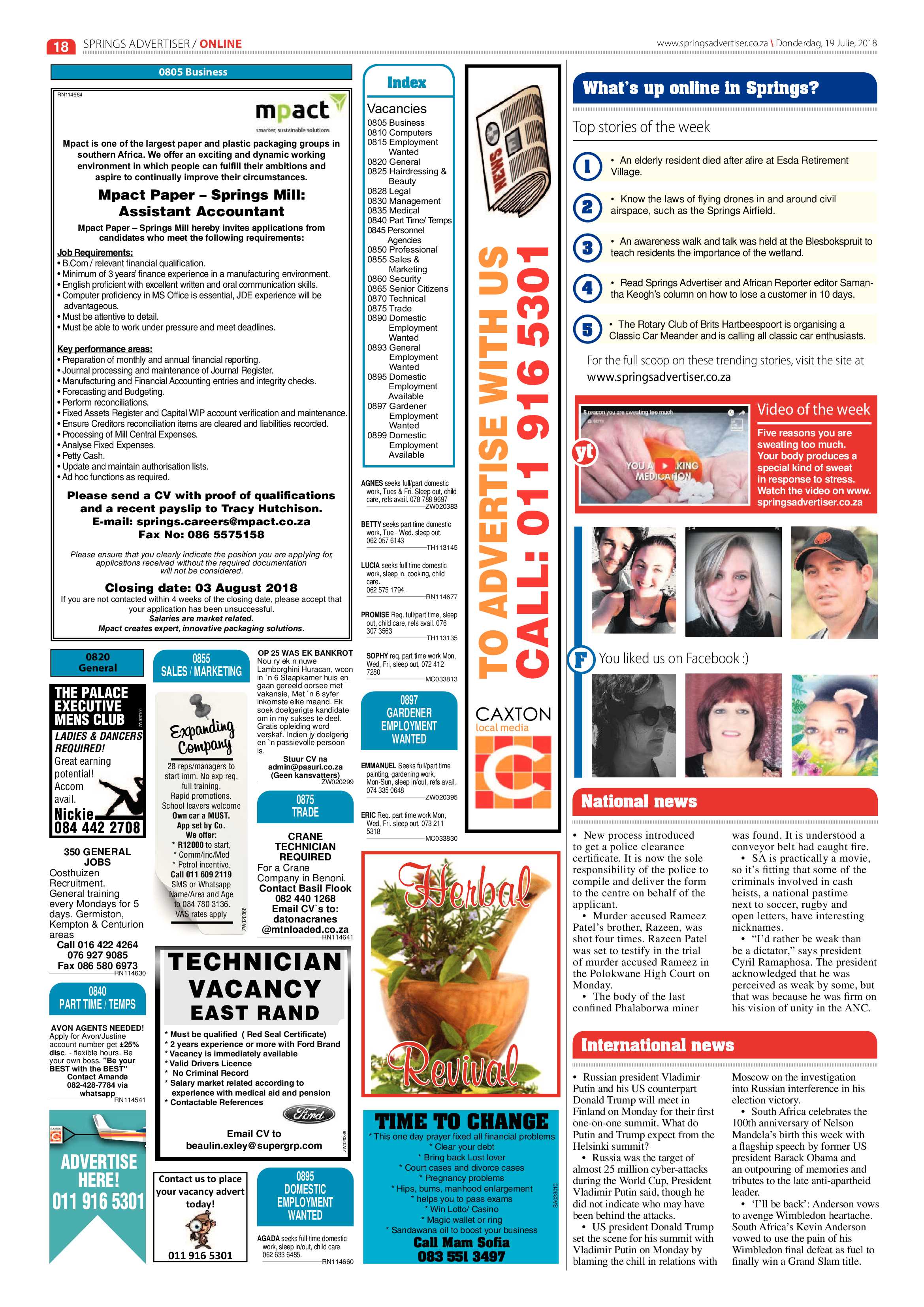 Springs Advertiser 19 July 2018 page 18