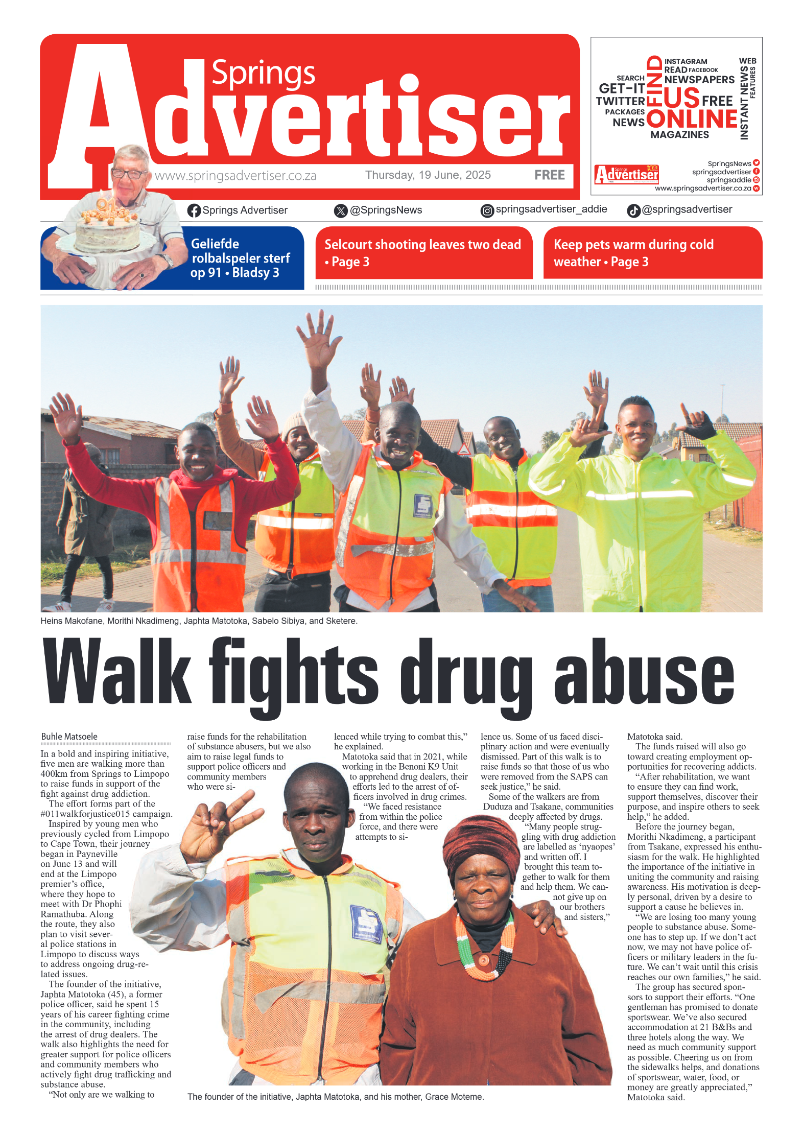 Springs Advertiser 19 June 2025 page 1