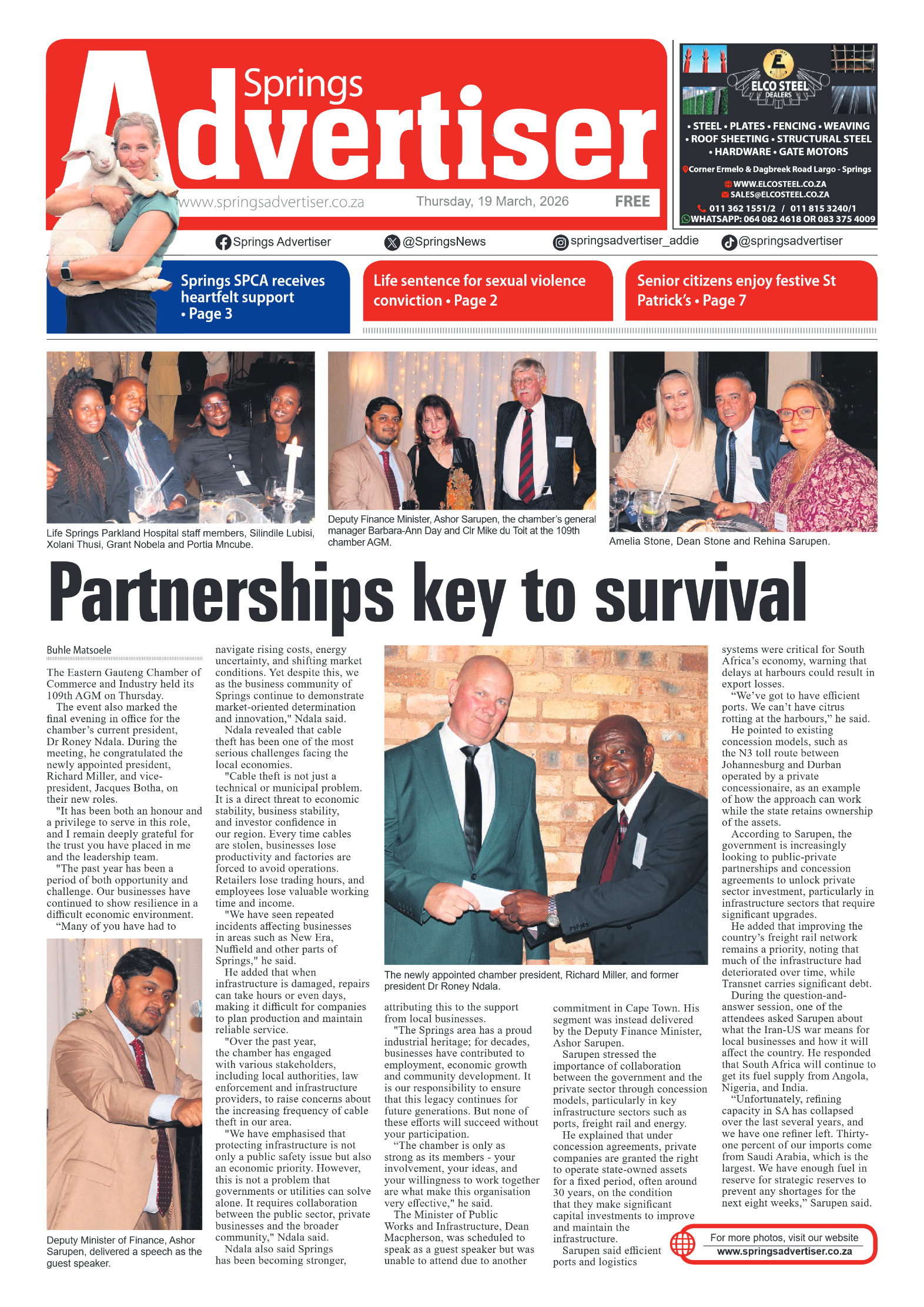 Springs Advertiser 19 March 2026 page 1