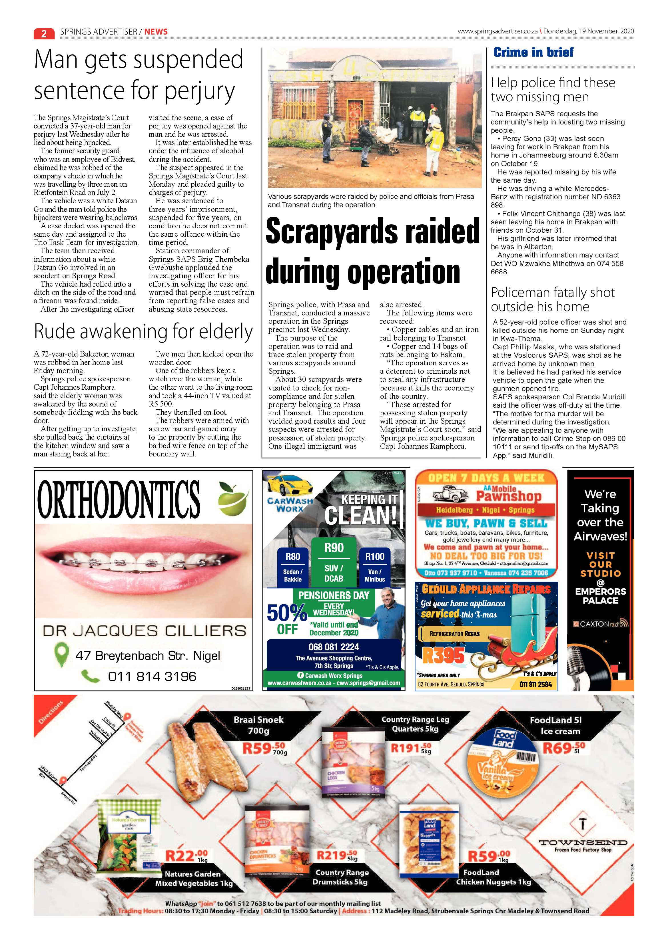 Springs Advertiser 19 November  2020 page 2