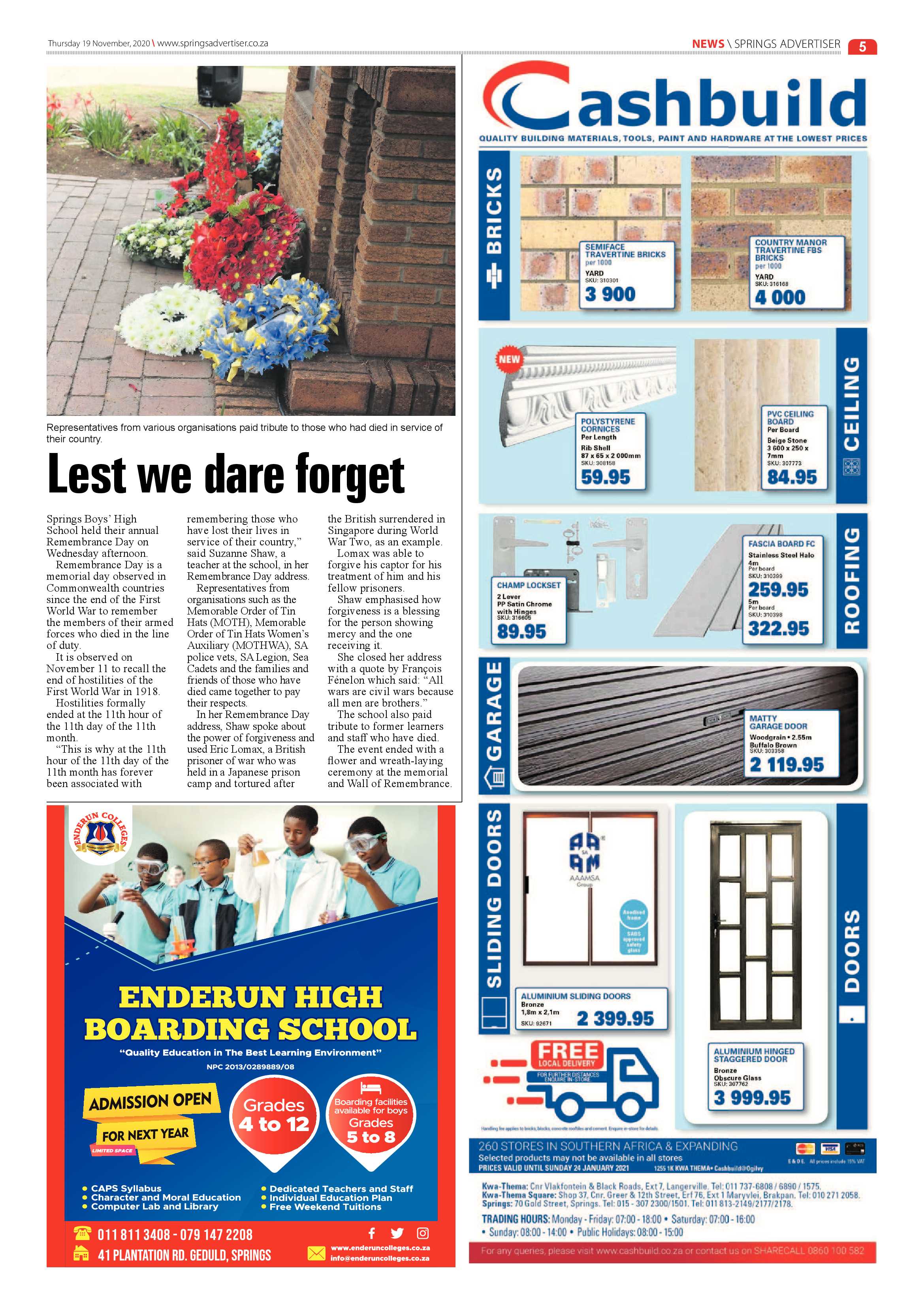 Springs Advertiser 19 November  2020 page 5