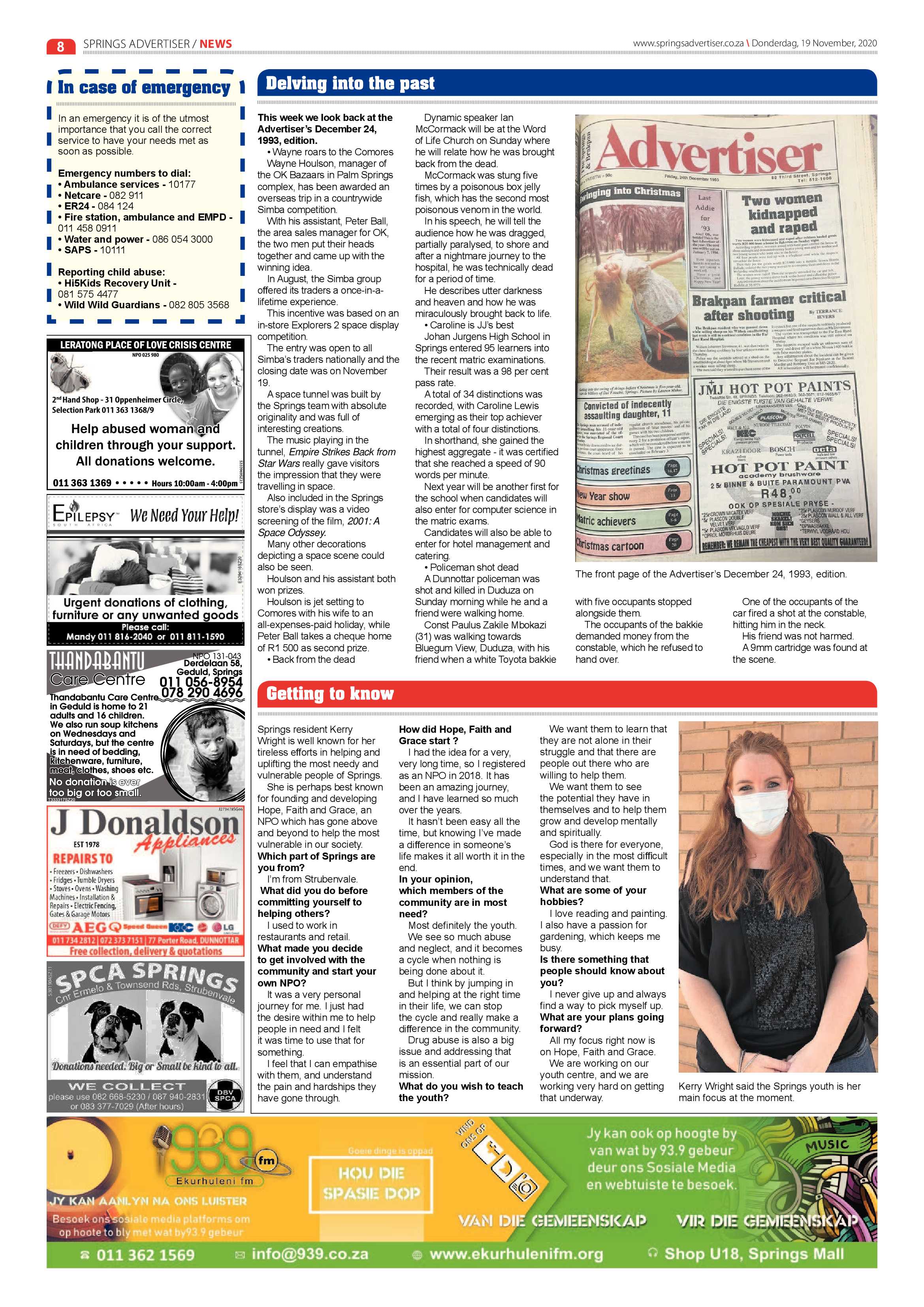 Springs Advertiser 19 November  2020 page 8