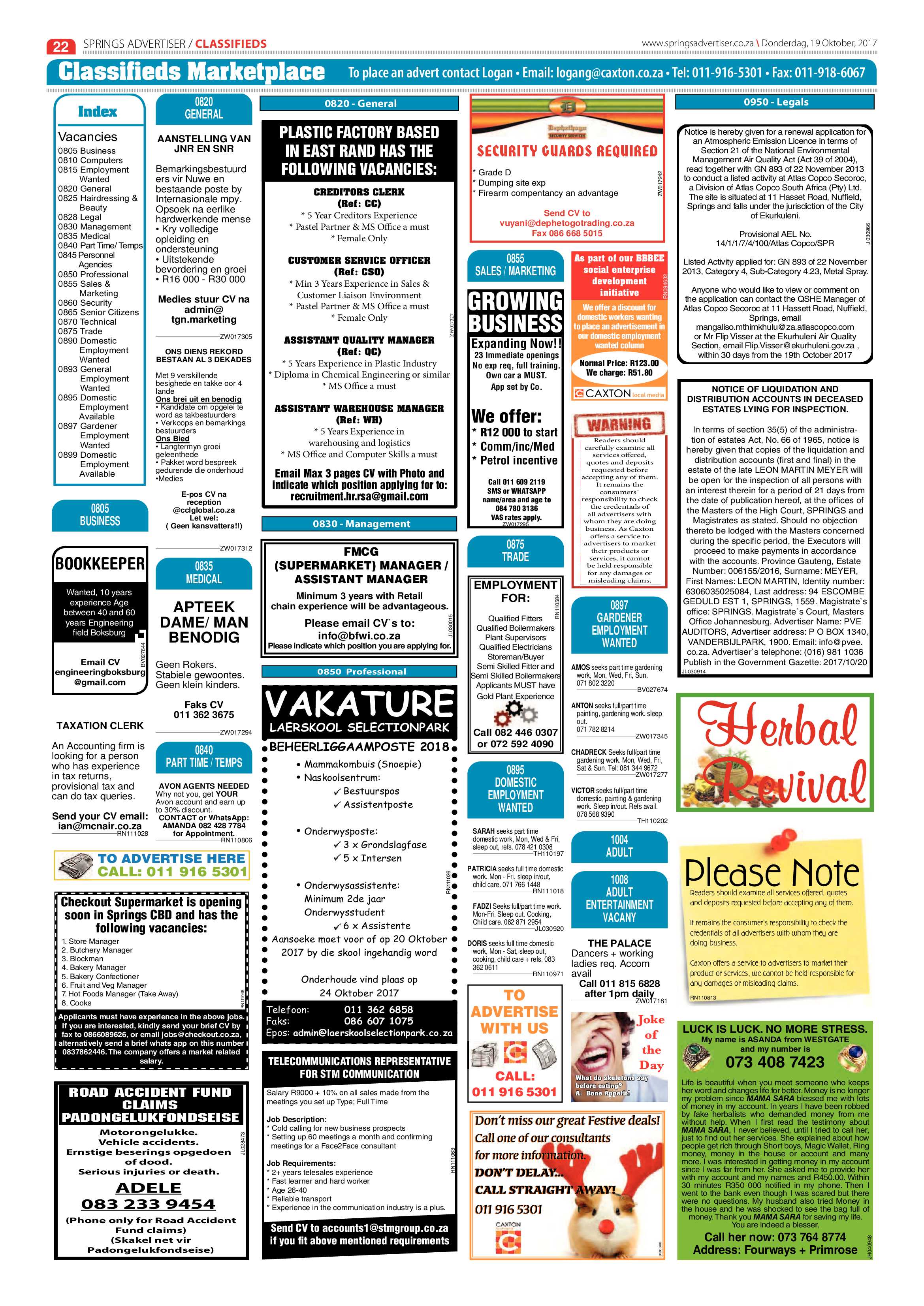 Springs Advertiser 19 October 2017 page 22