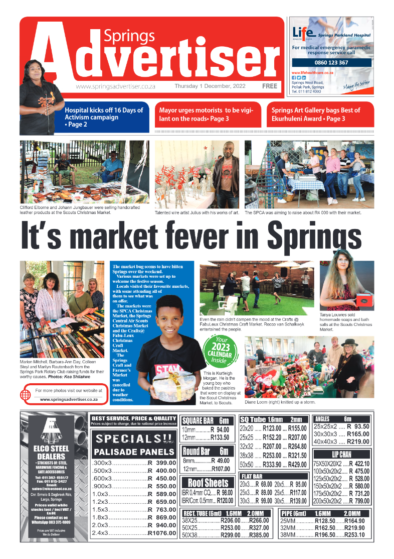 Springs Advertiser 1 Dec 2022 page 1