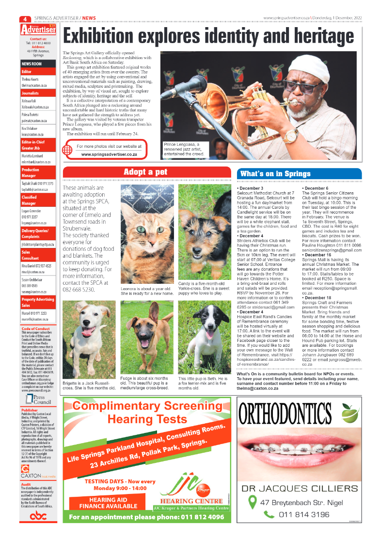 Springs Advertiser 1 Dec 2022 page 4