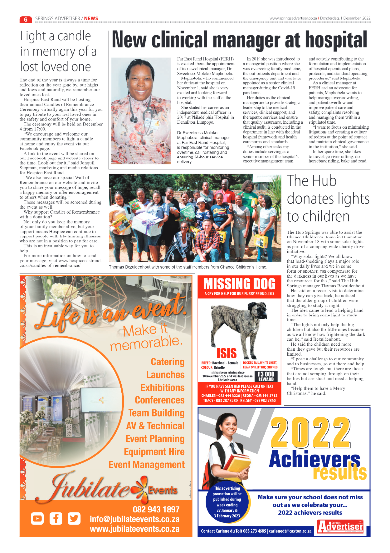 Springs Advertiser 1 Dec 2022 page 6