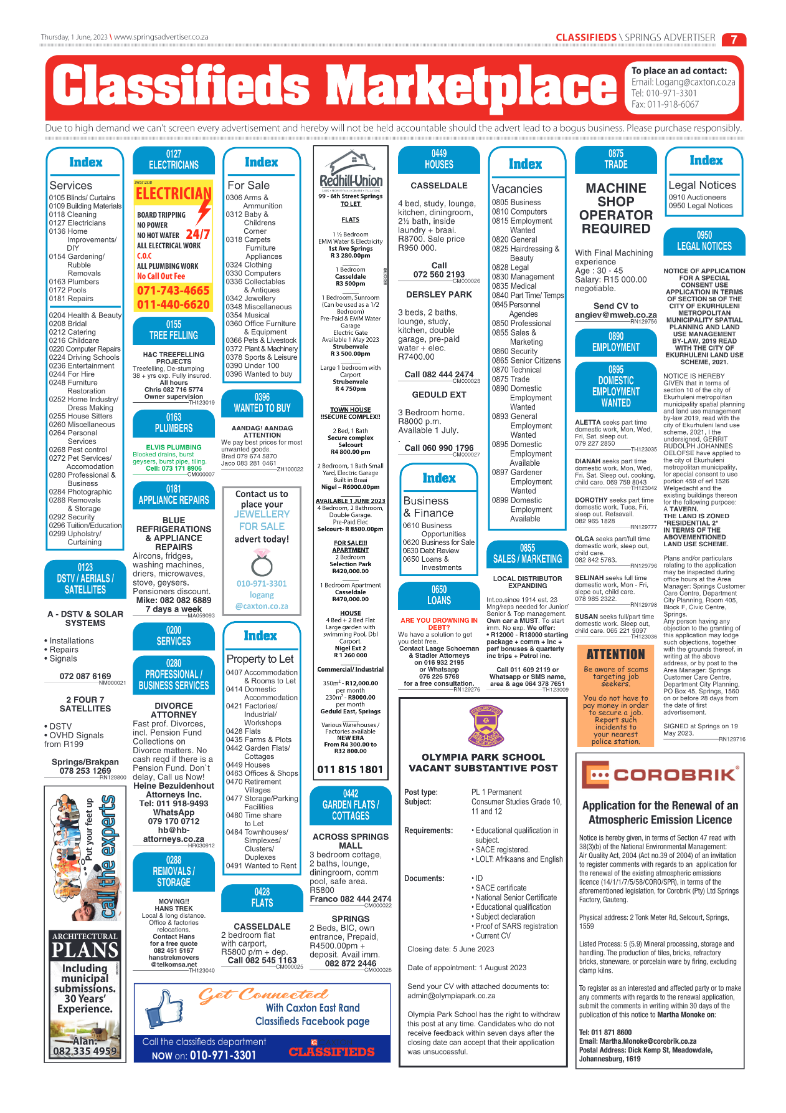 Springs Advertiser 1 June 2023 page 7