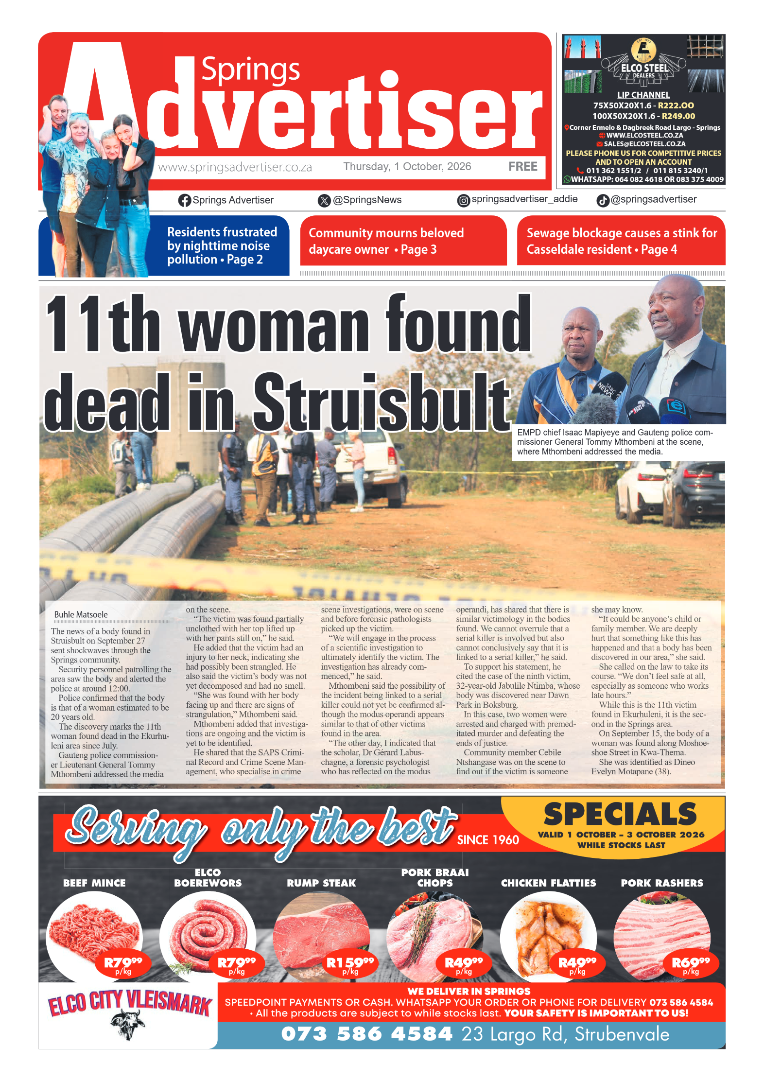 Springs Advertiser 1 October 2026 page 1