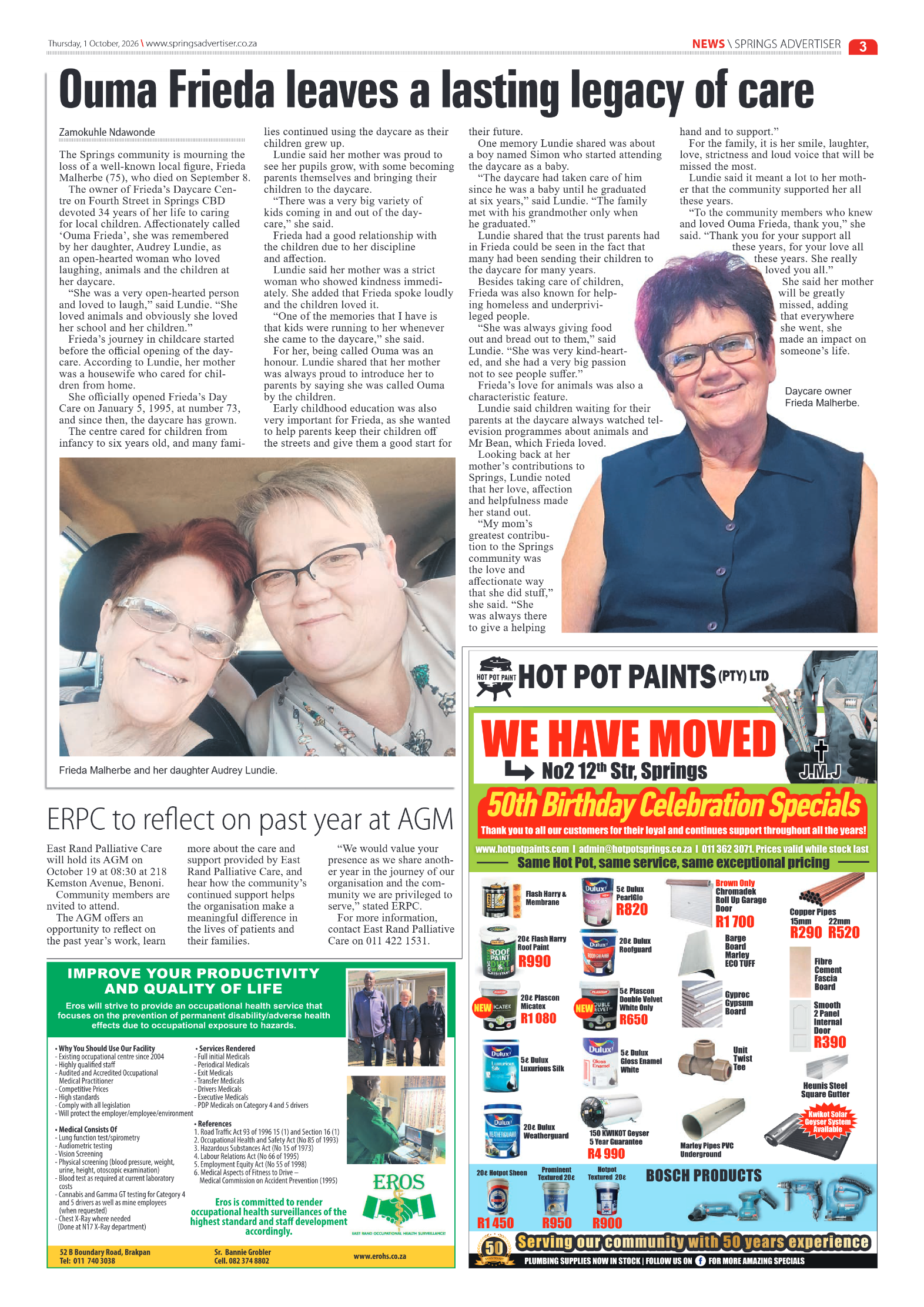 Springs Advertiser 1 October 2026 page 3