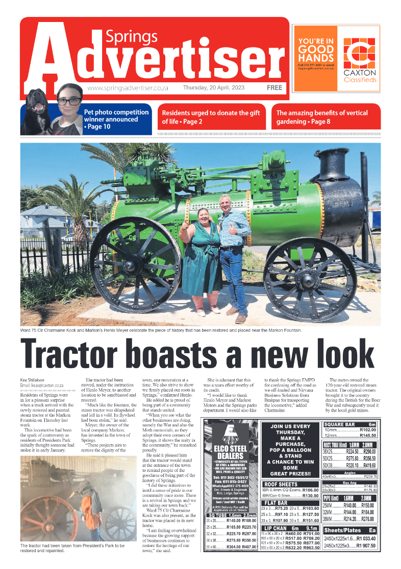 Springs Advertiser 20 April 2023 page 1