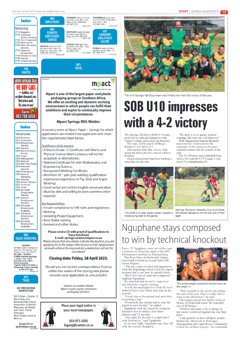 Springs Advertiser 20 April 2023 page 15