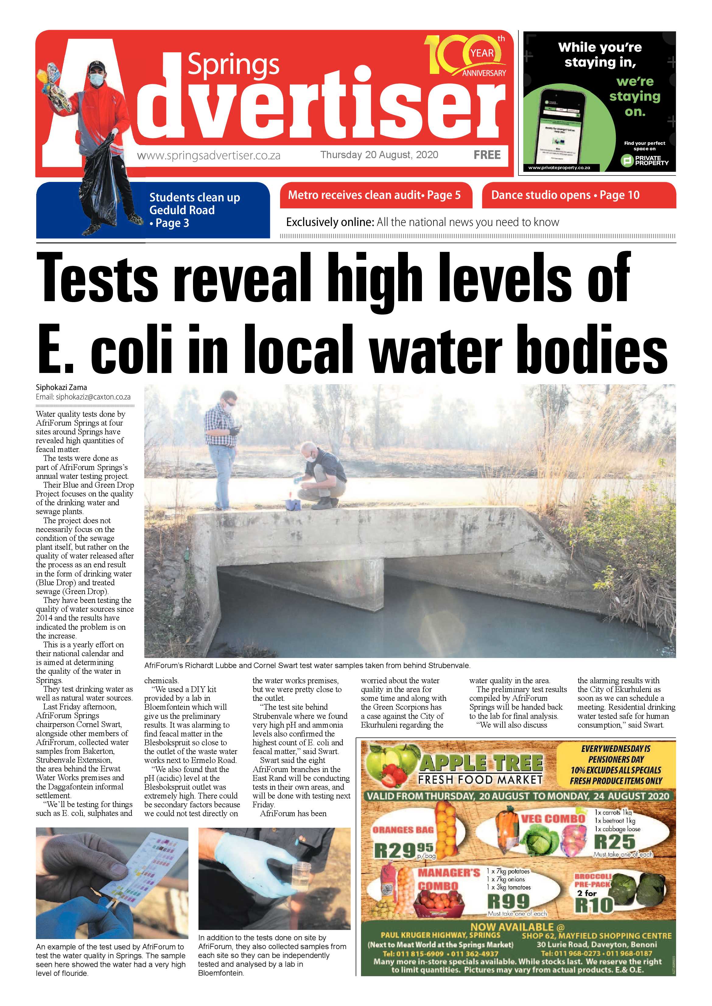 Springs Advertiser 20 August 2020 page 1