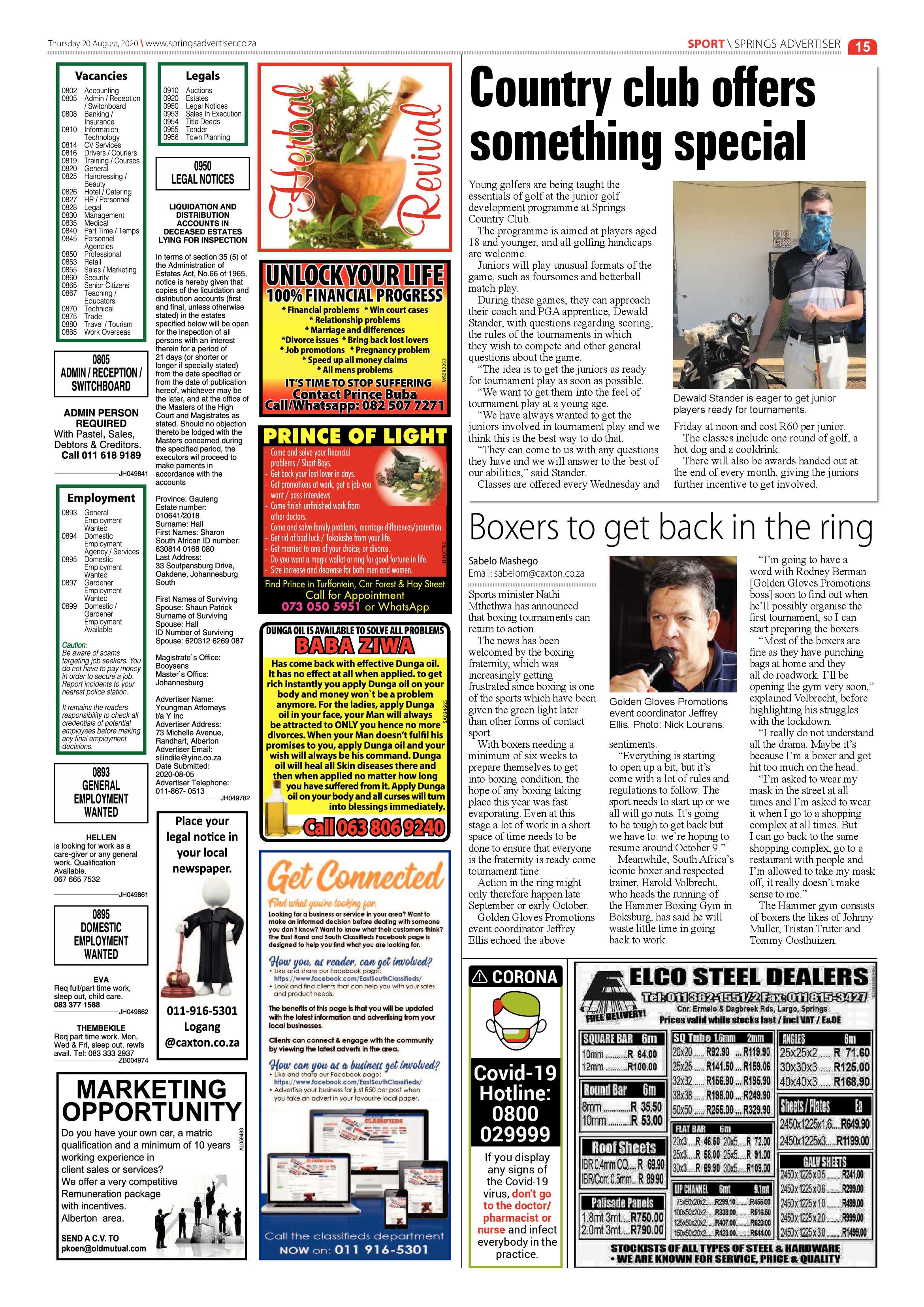 Springs Advertiser 20 August 2020 page 15