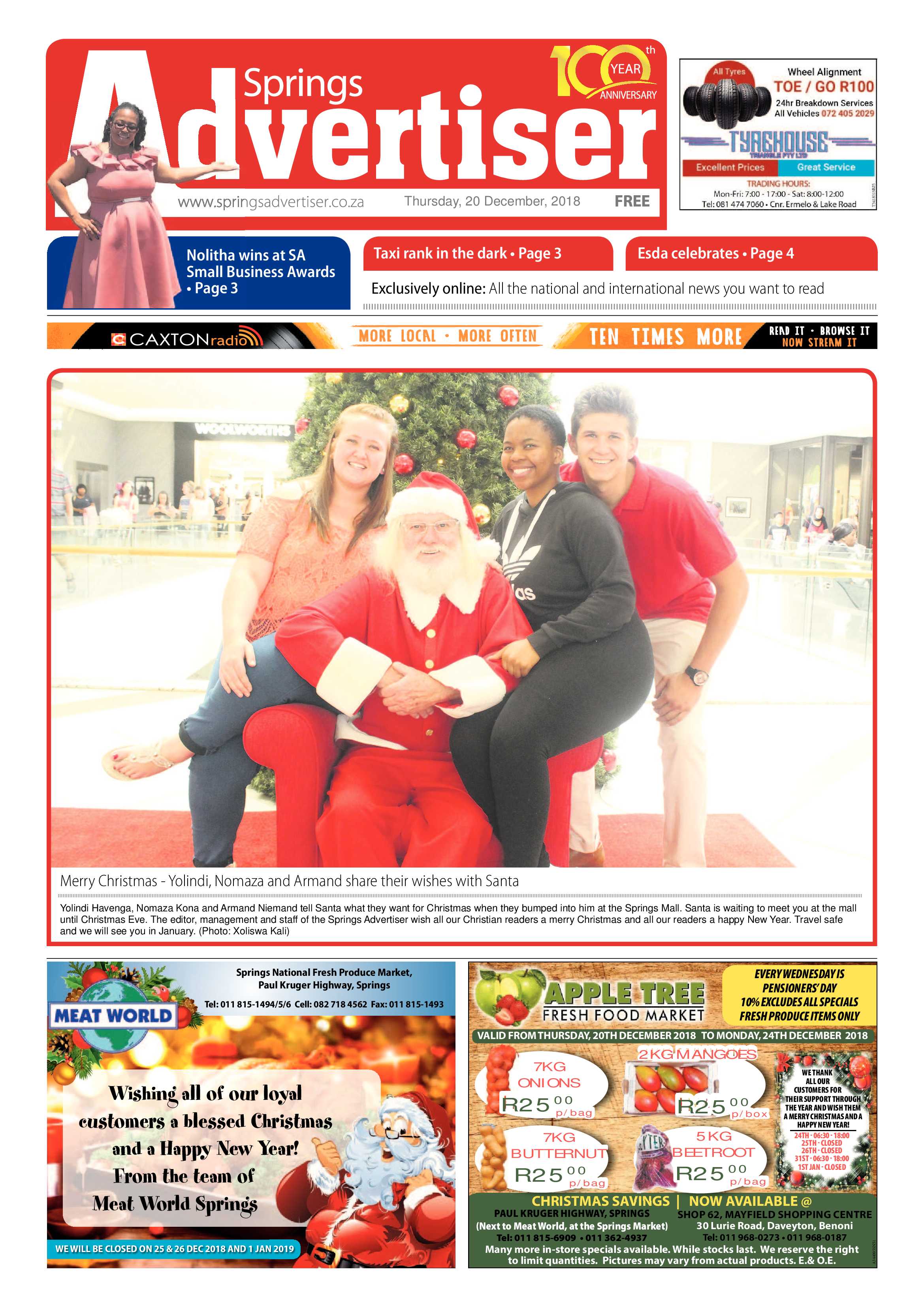 Springs Advertiser 20 December 2018 page 1