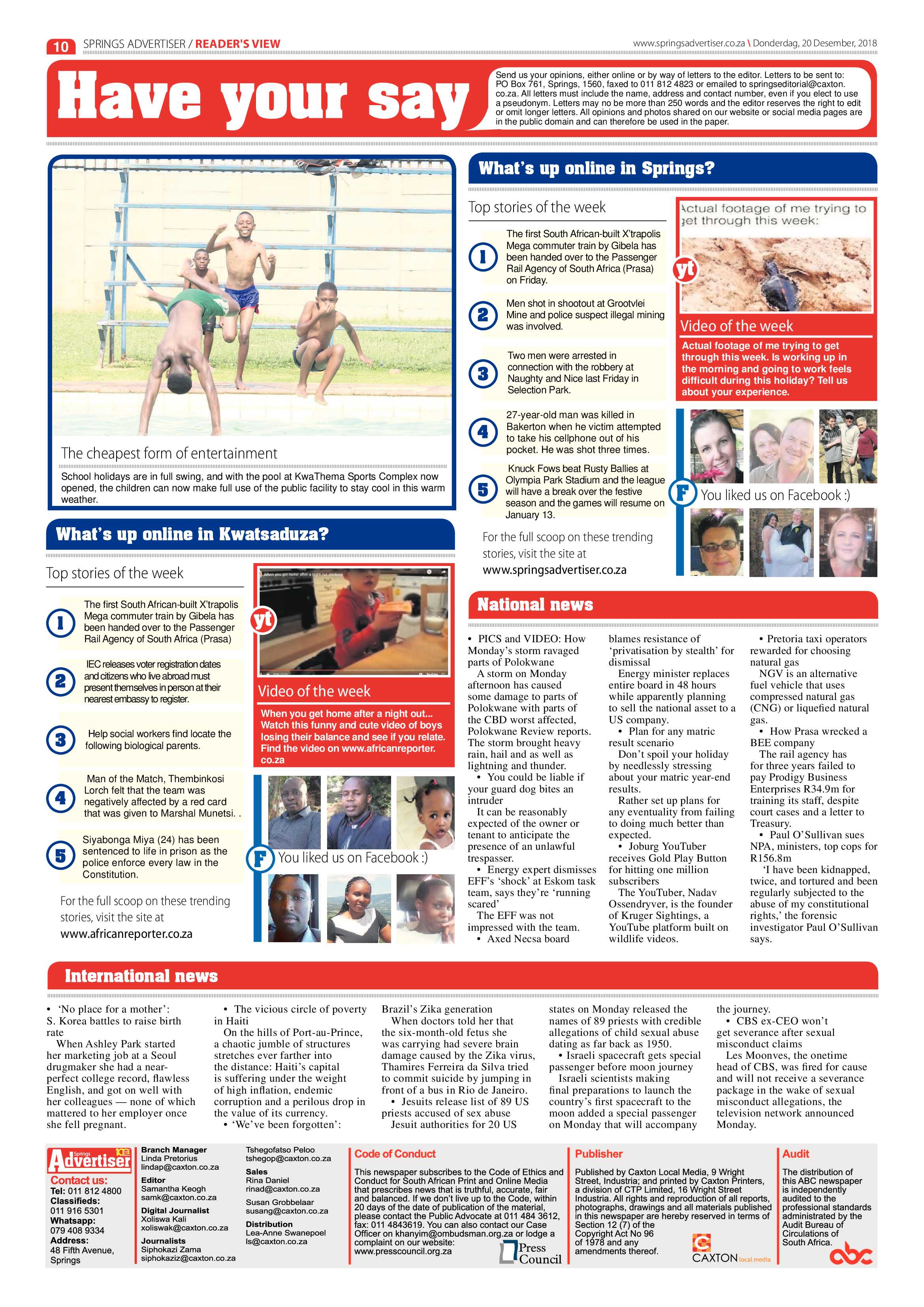 Springs Advertiser 20 December 2018 page 10