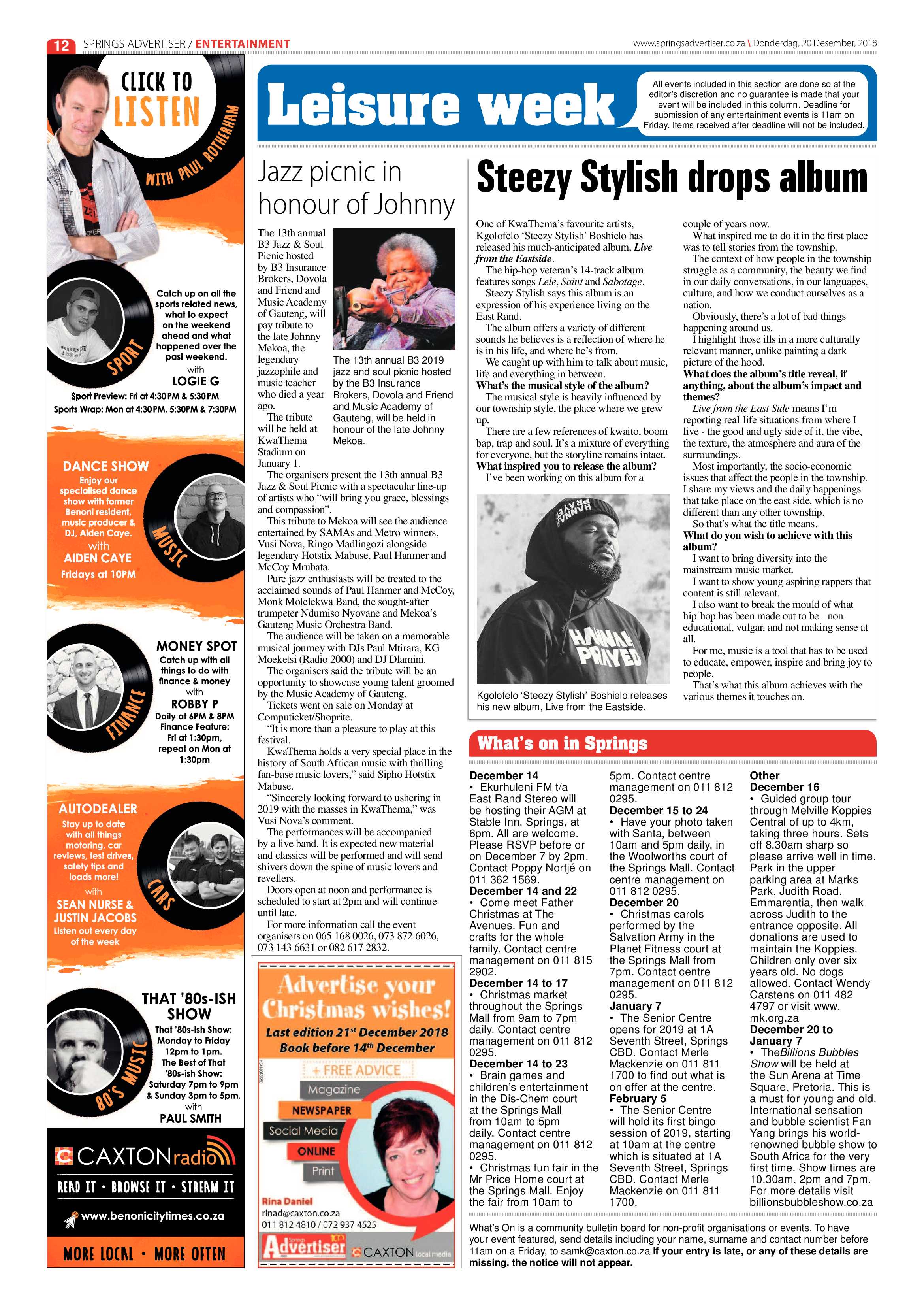 Springs Advertiser 20 December 2018 page 12