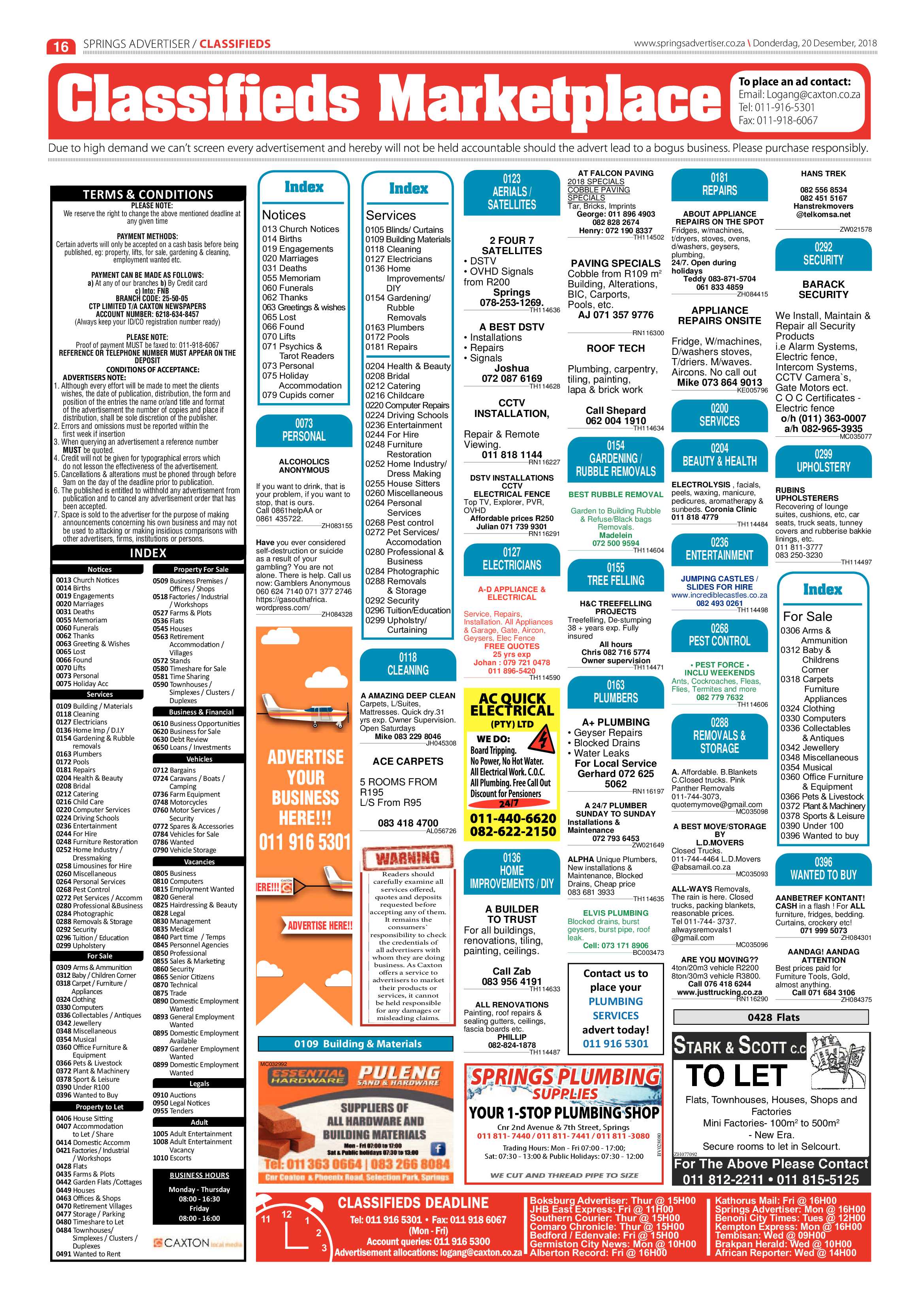 Springs Advertiser 20 December 2018 page 16