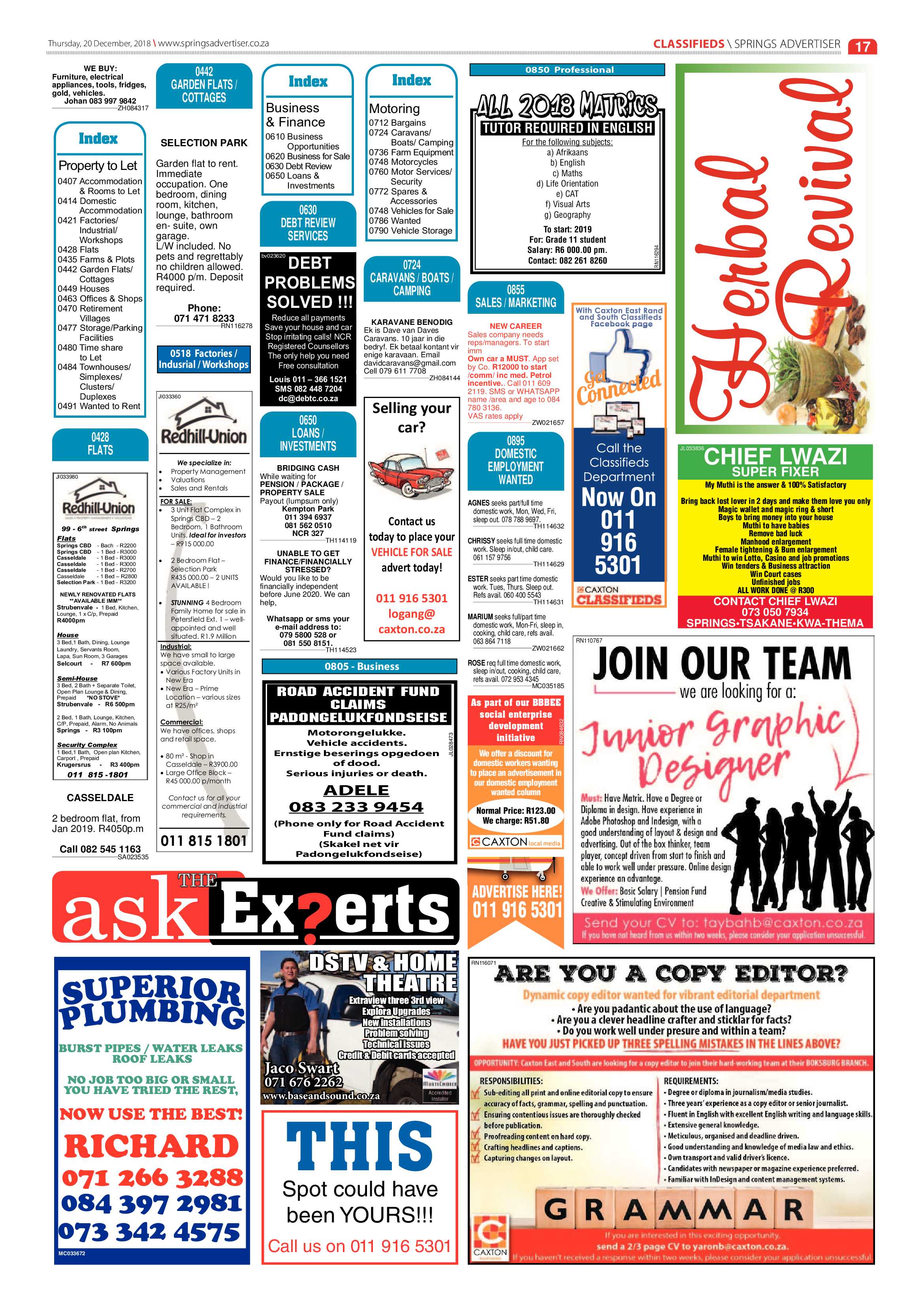 Springs Advertiser 20 December 2018 page 17