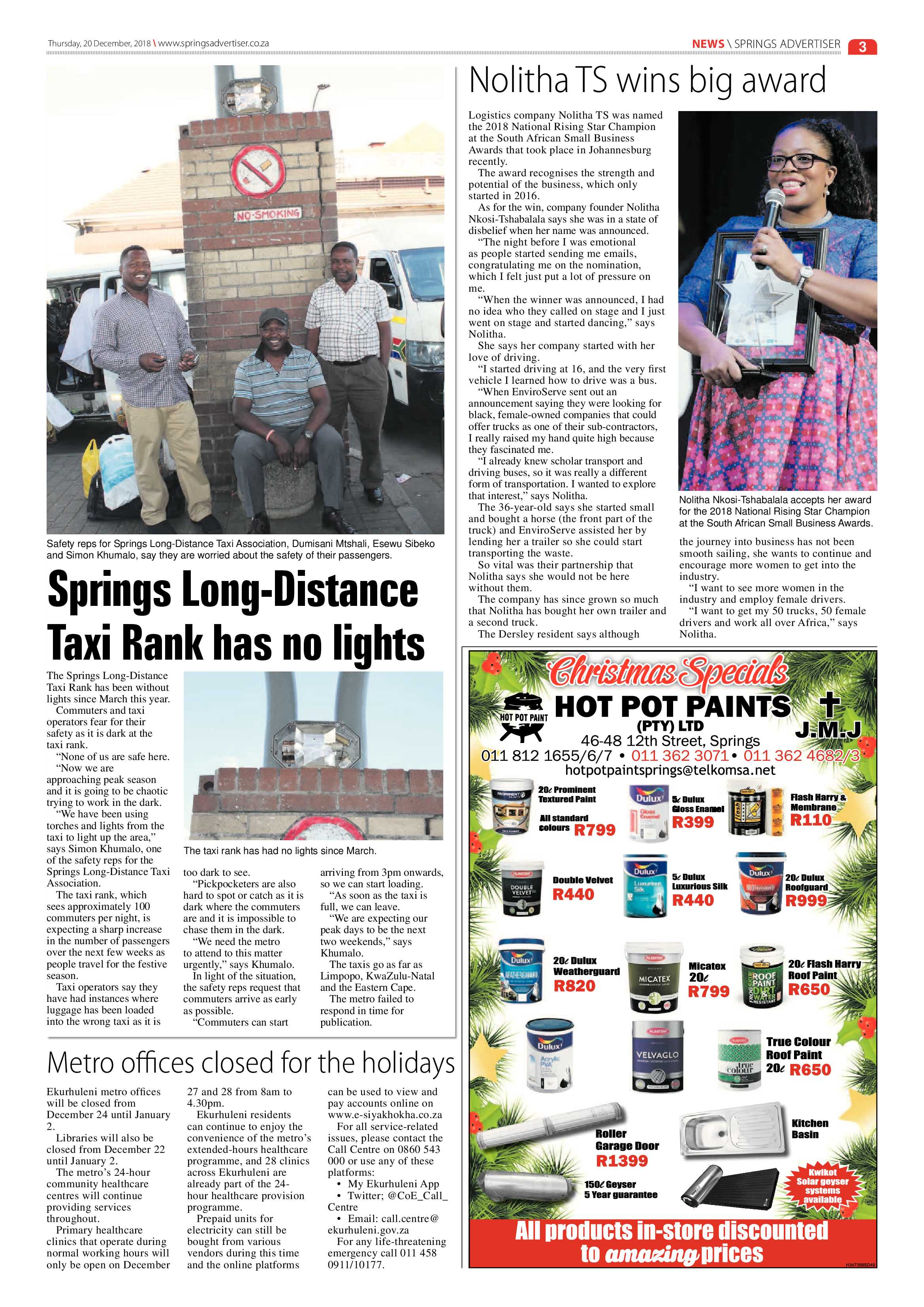 Springs Advertiser 20 December 2018 page 3