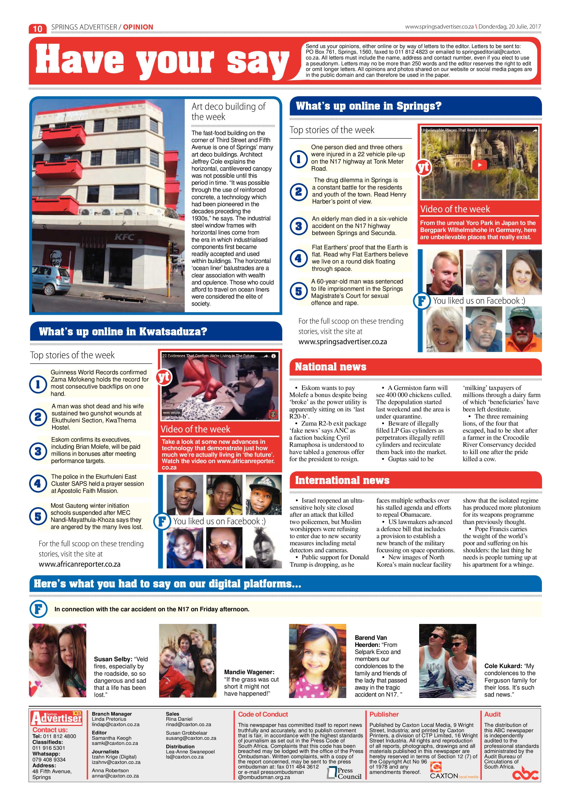 Springs Advertiser 20 July 2017 page 10