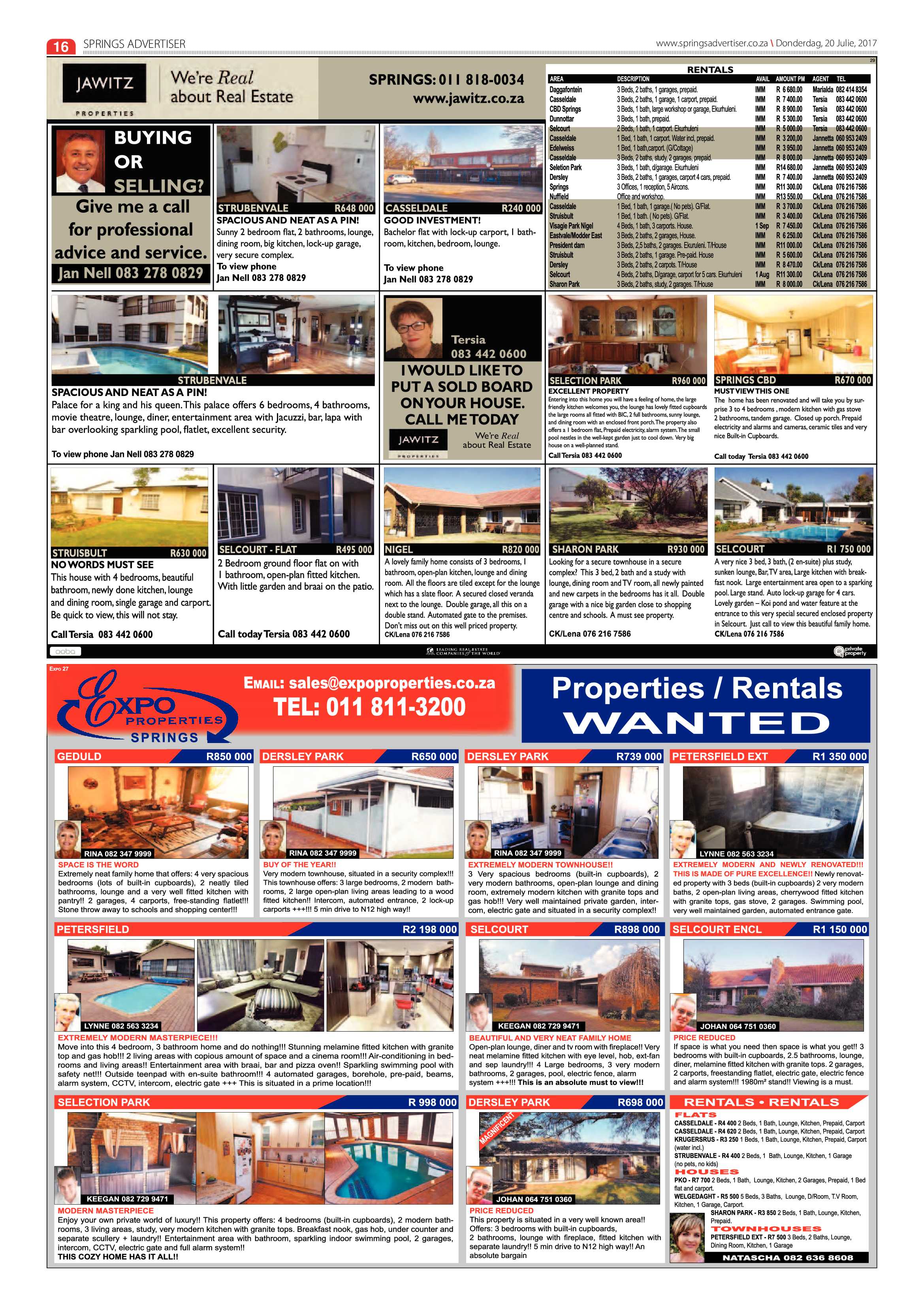 Springs Advertiser 20 July 2017 page 16