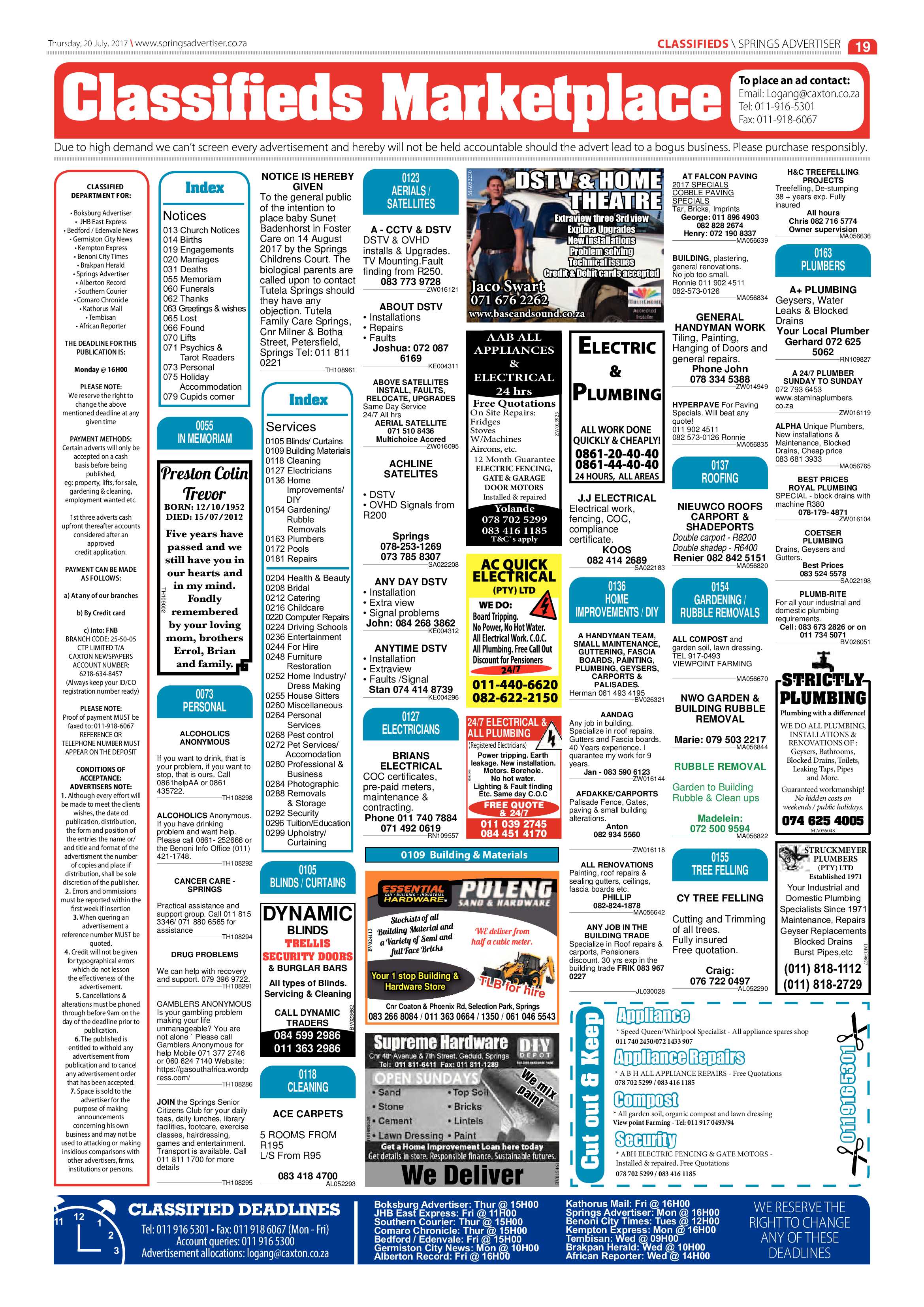 Springs Advertiser 20 July 2017 page 19