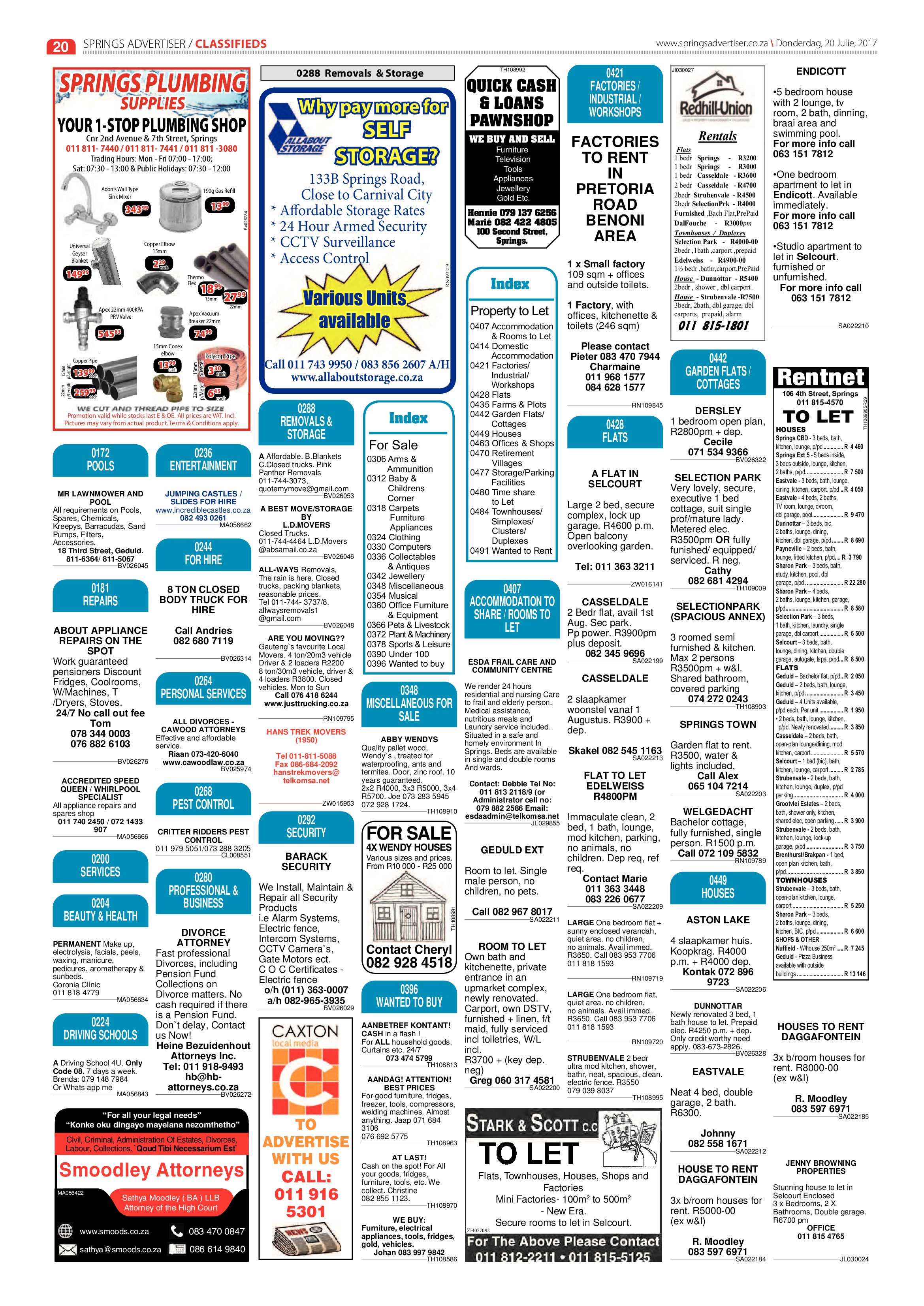 Springs Advertiser 20 July 2017 page 20