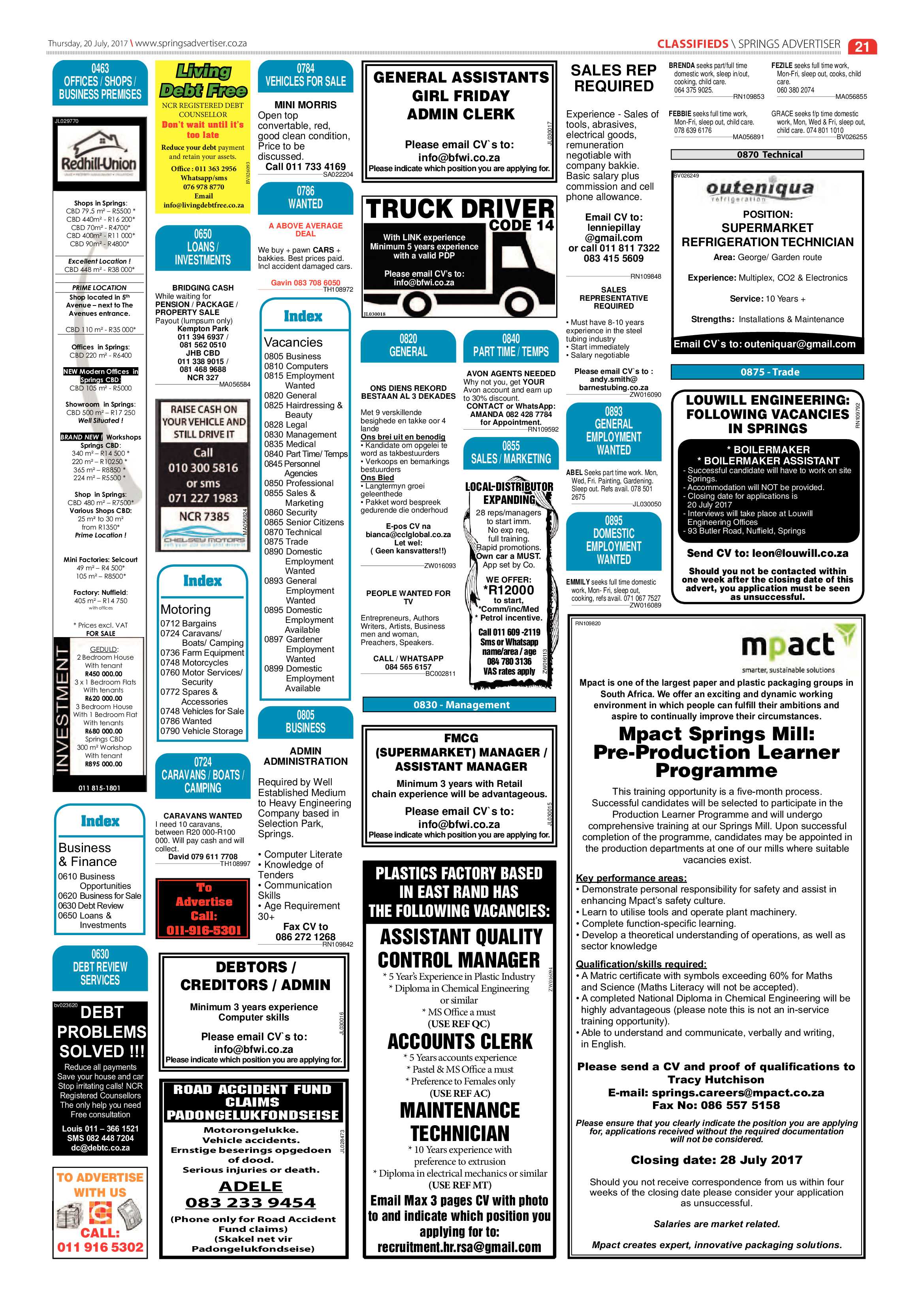 Springs Advertiser 20 July 2017 page 21