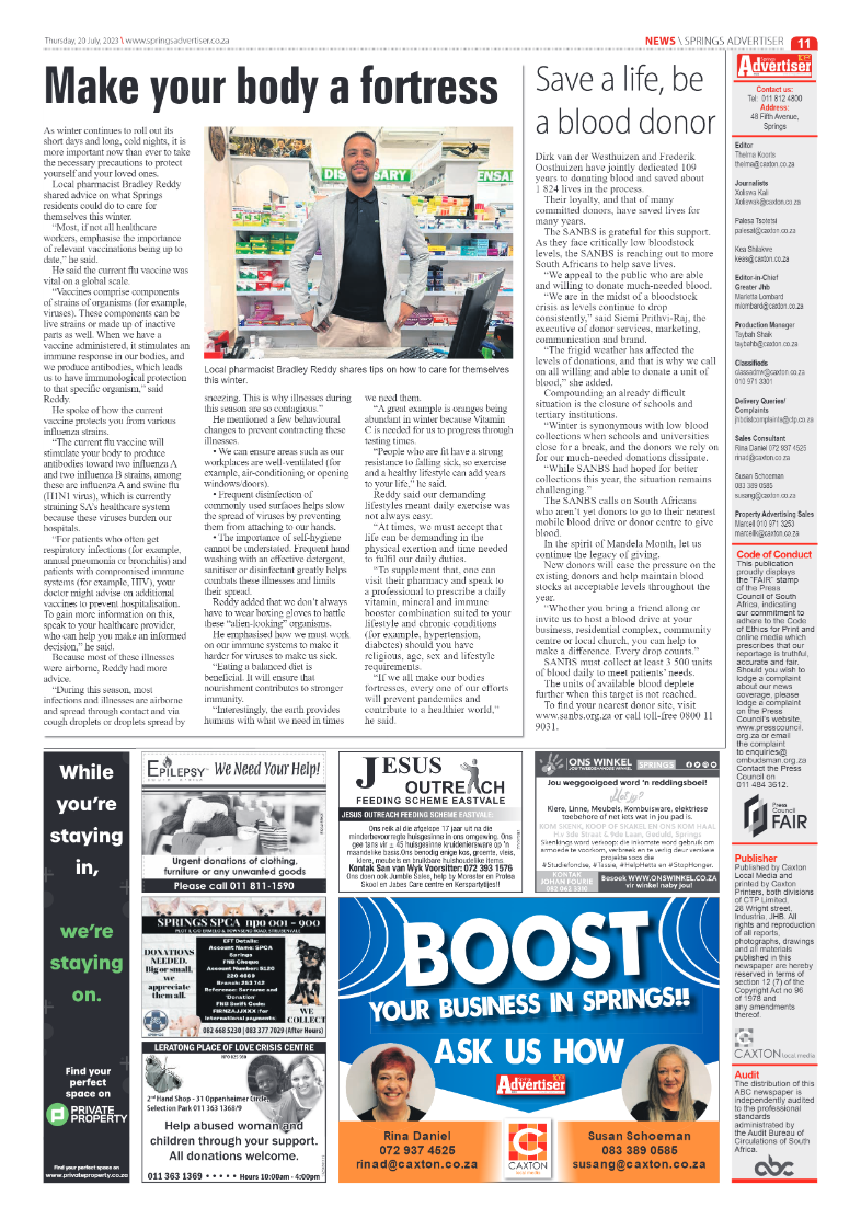 Springs Advertiser 20 July 2023 page 11