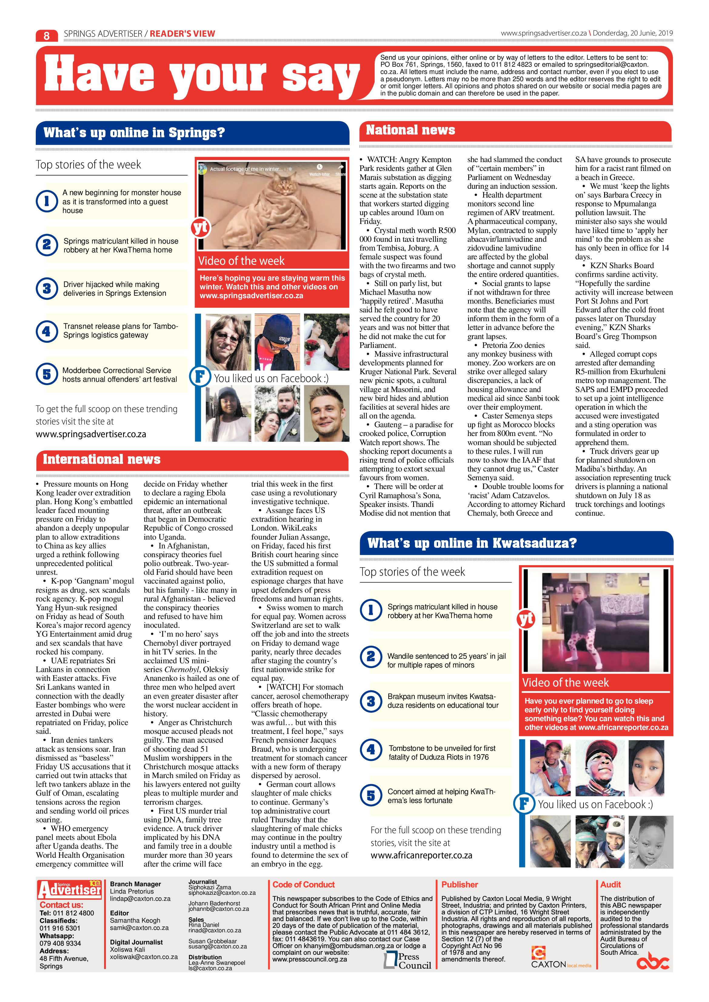 Springs Advertiser 20 June 2019 page 8