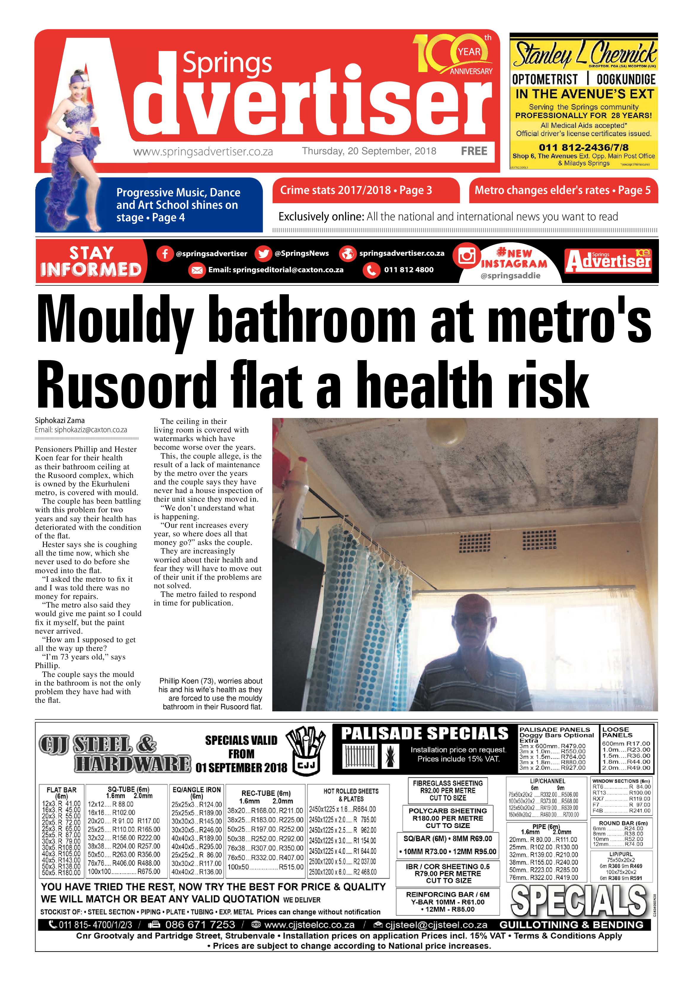 Springs Advertiser 20 September 2018 page 1