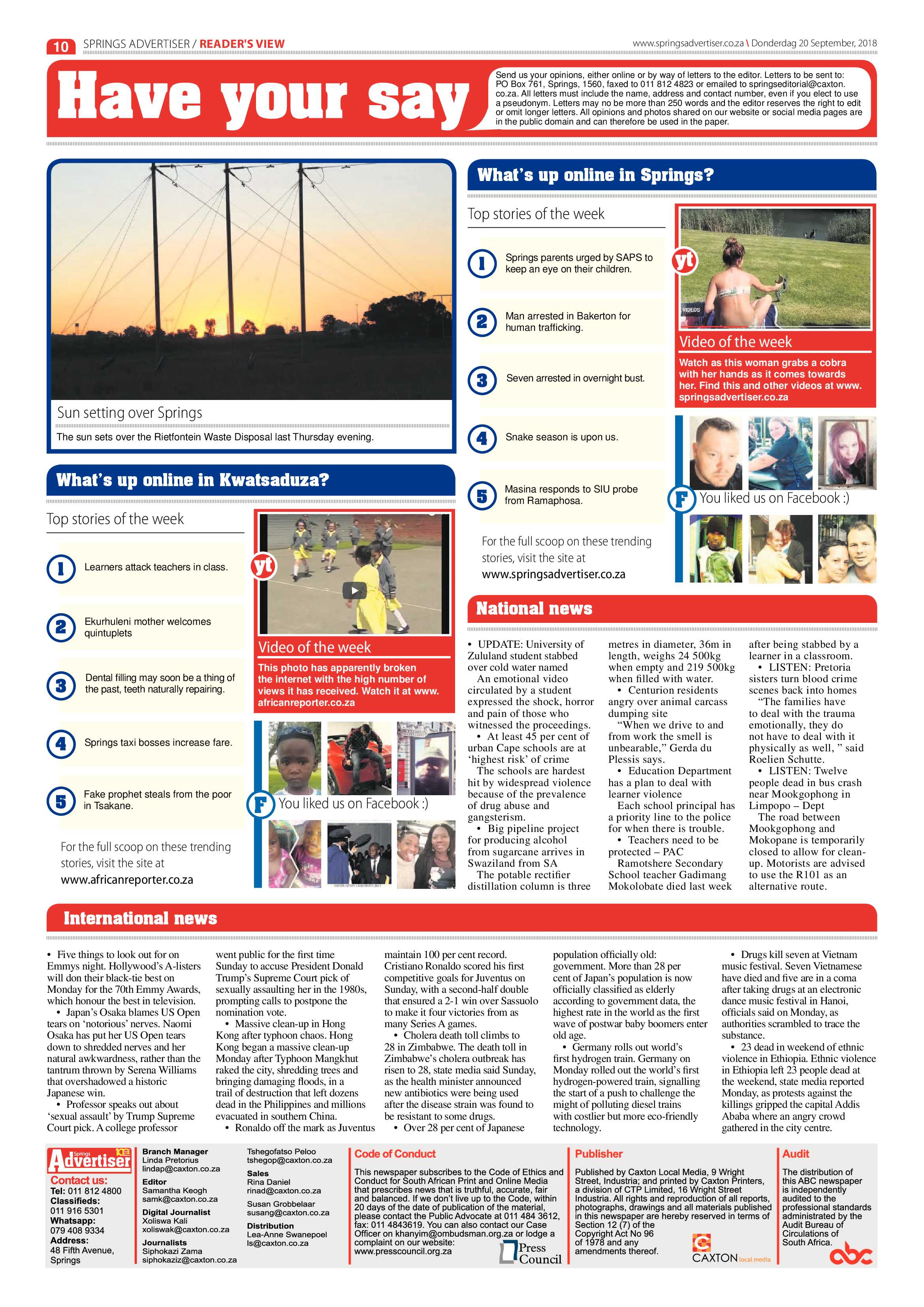 Springs Advertiser 20 September 2018 page 10