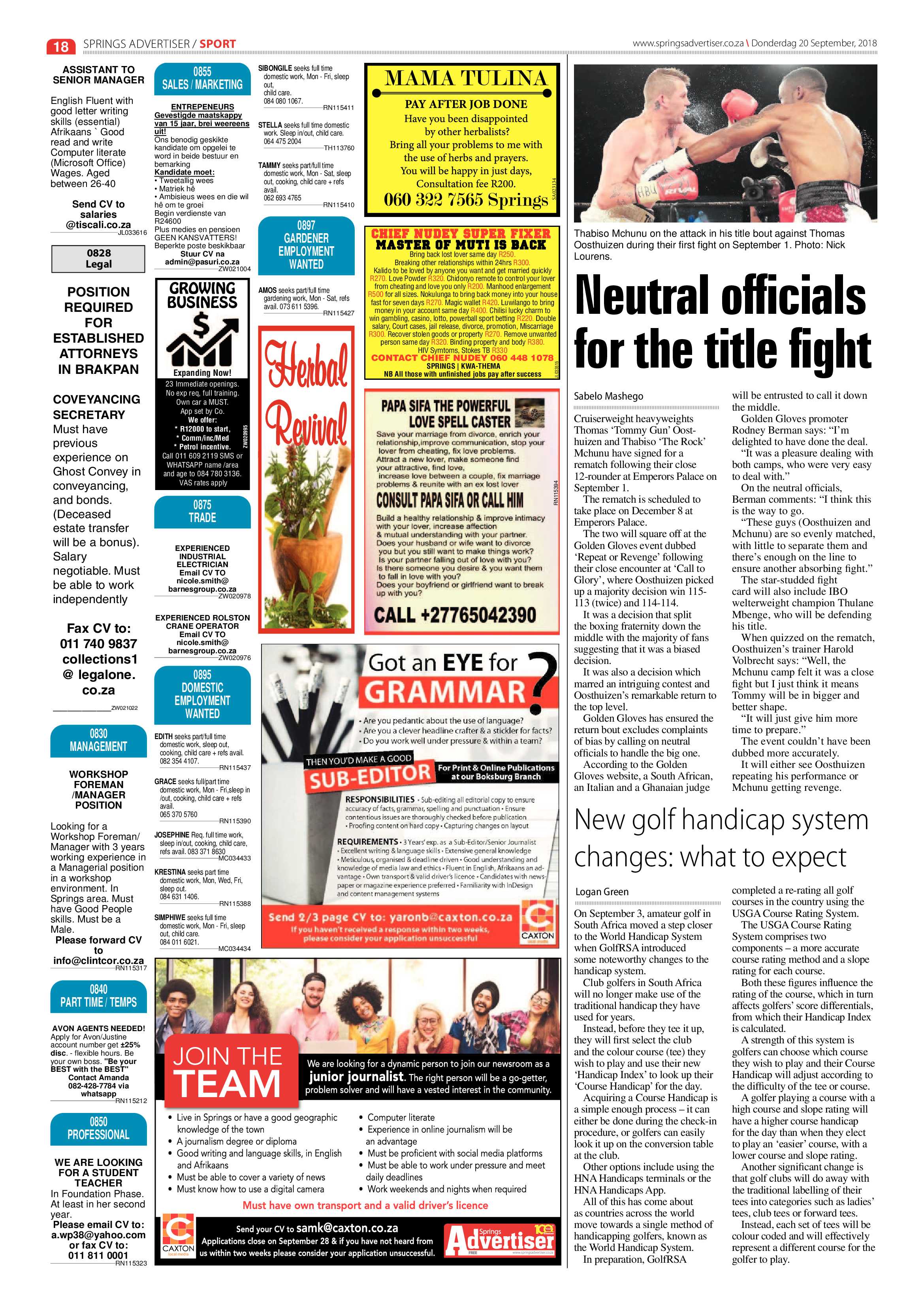 Springs Advertiser 20 September 2018 page 18