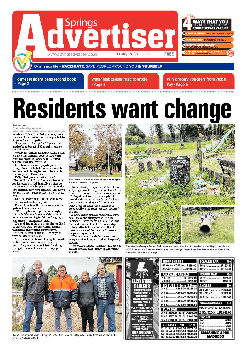 Springs Advertiser 21 April 2022 page 1