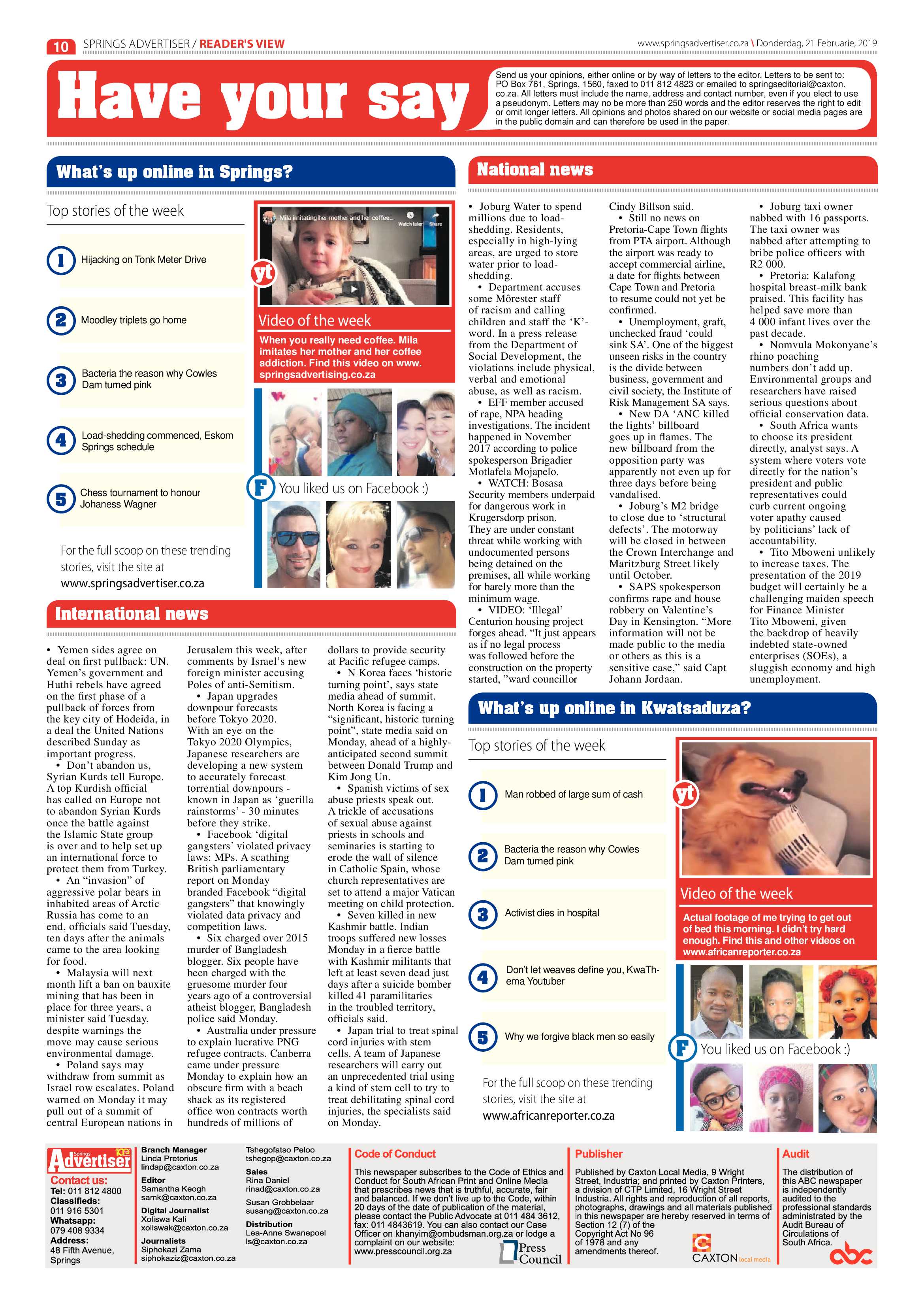 Springs Advertiser 21 February 2019 page 10