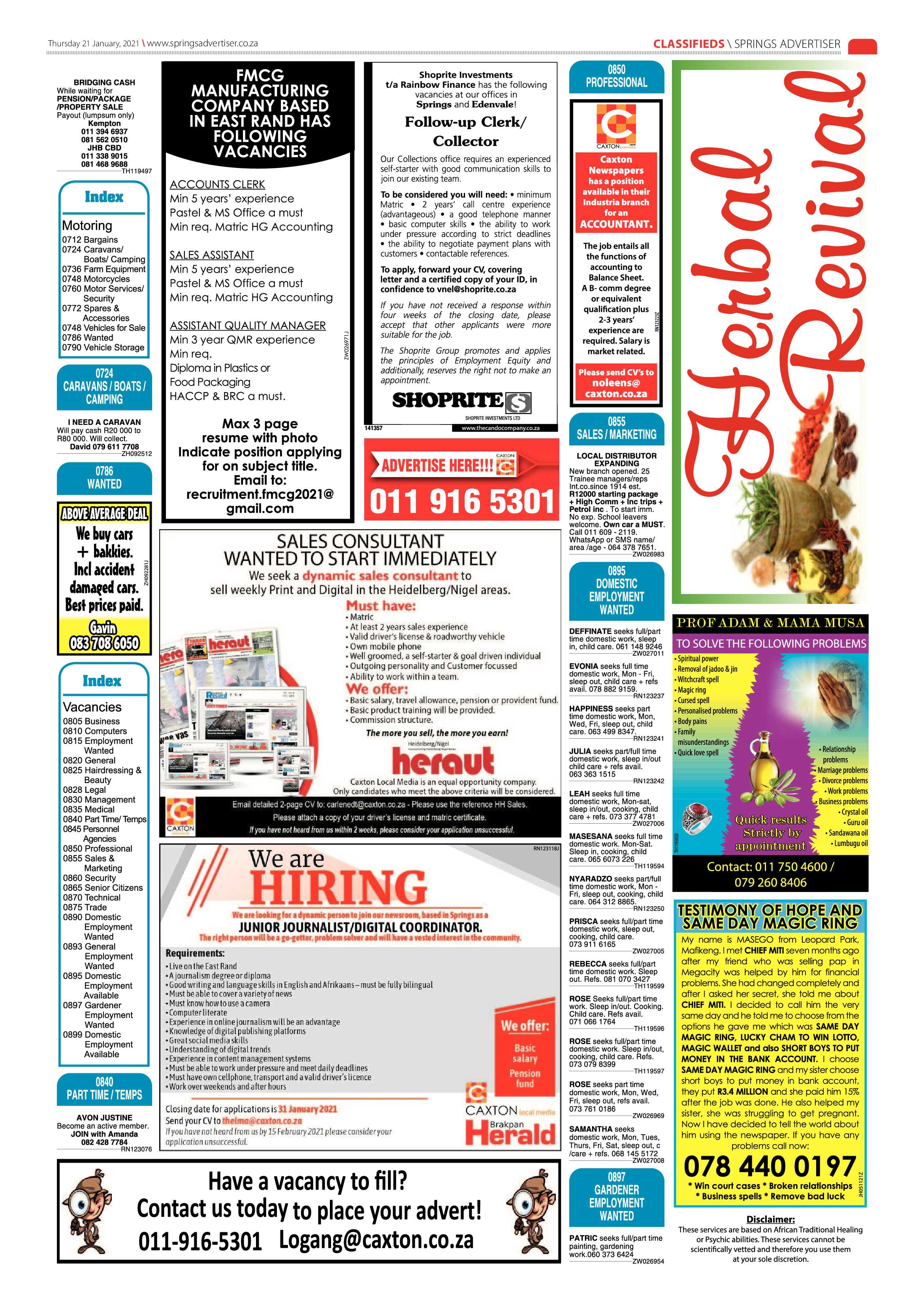 Springs Advertiser 21 January 2021 page 11