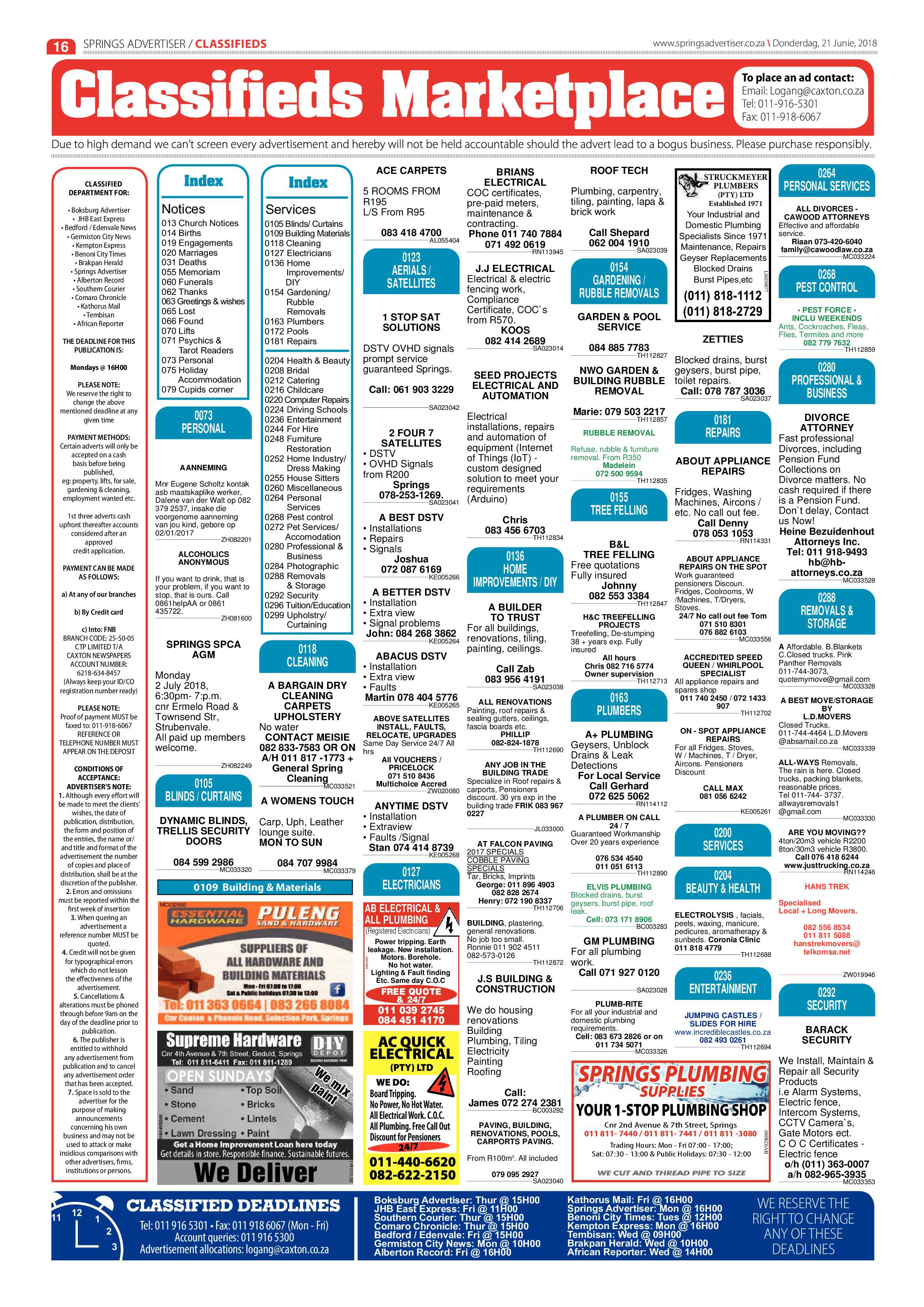 Springs Advertiser 21 June 2018 page 16