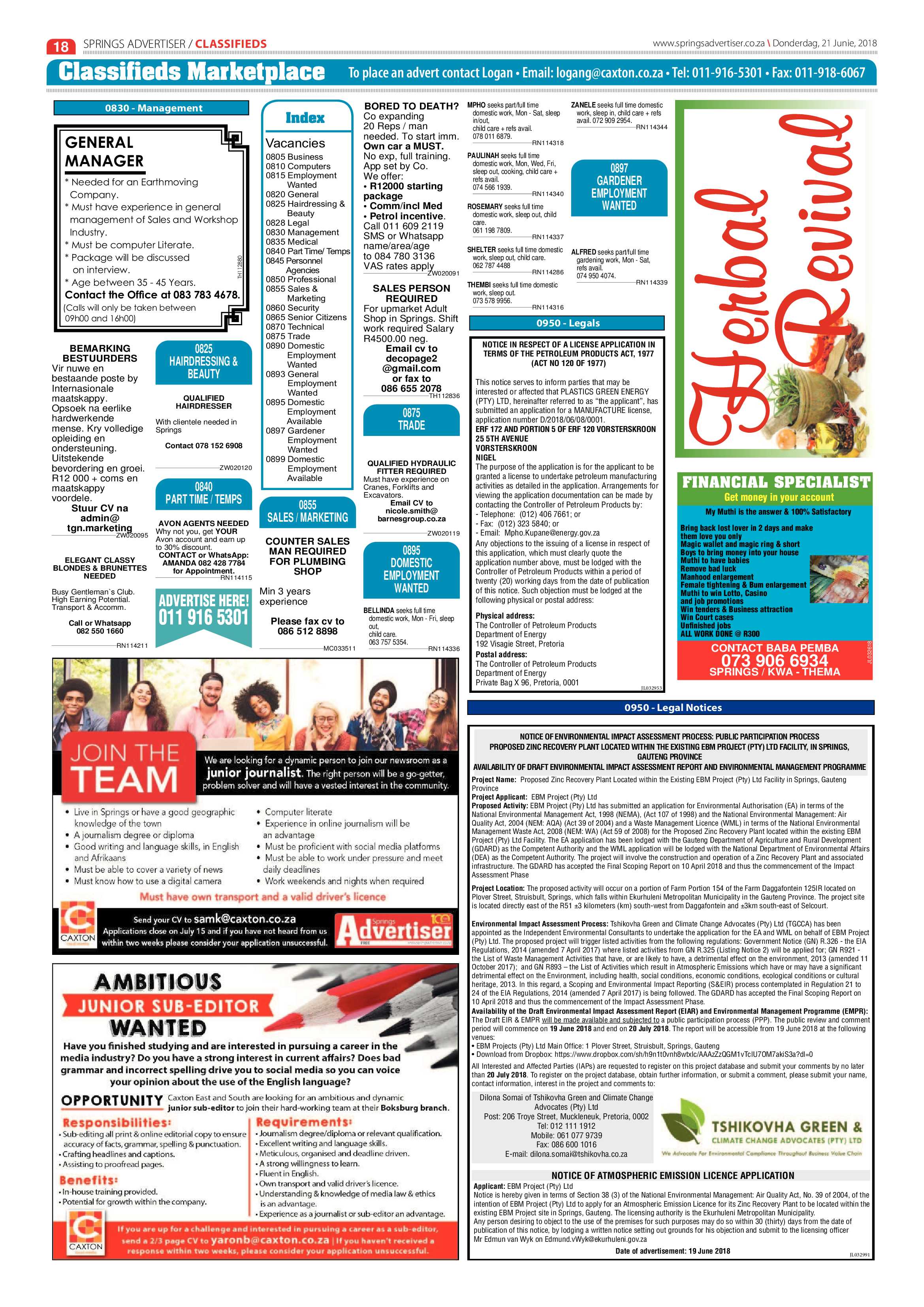 Springs Advertiser 21 June 2018 page 18