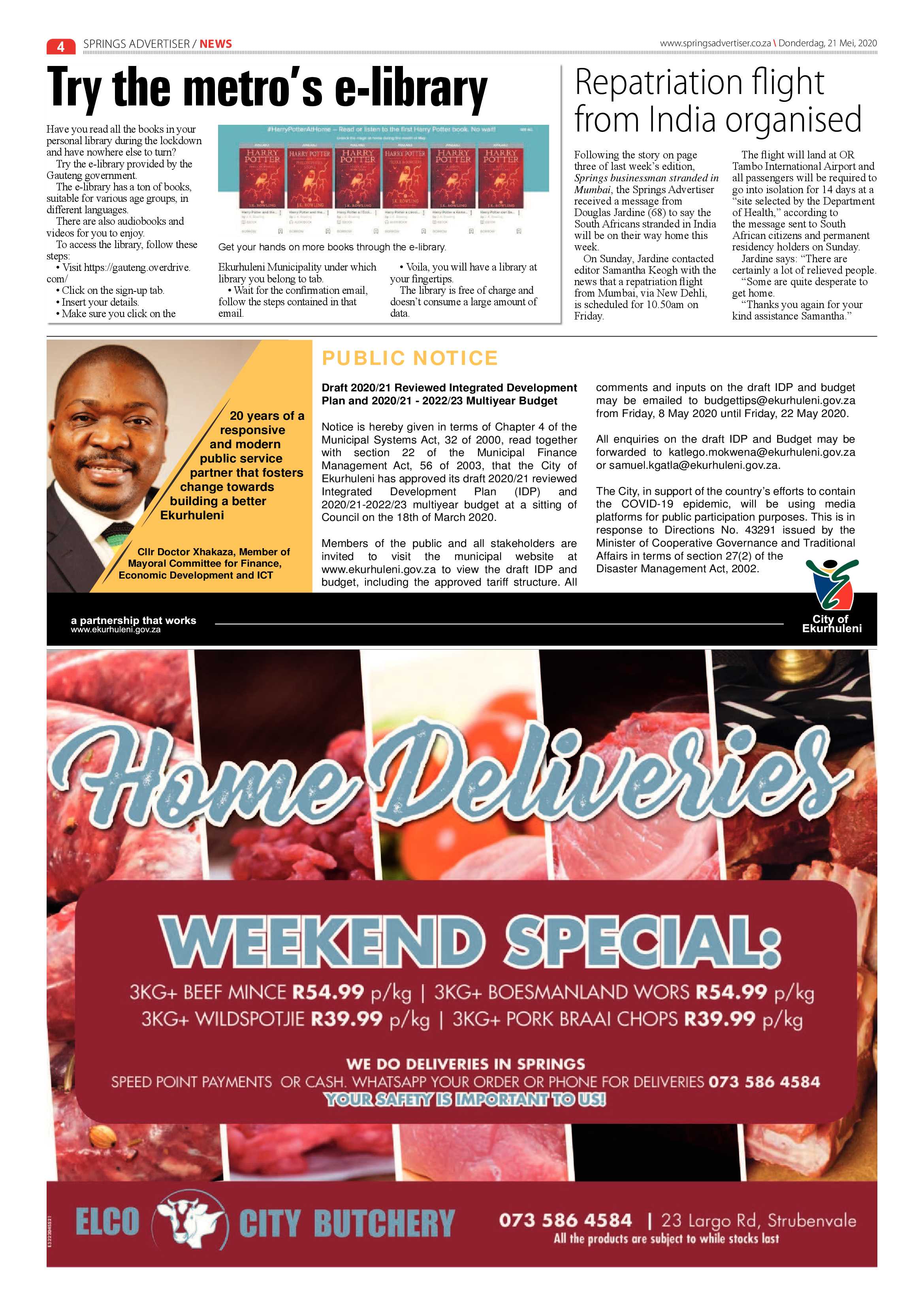 Springs Advertiser 21 May 2020 page 4