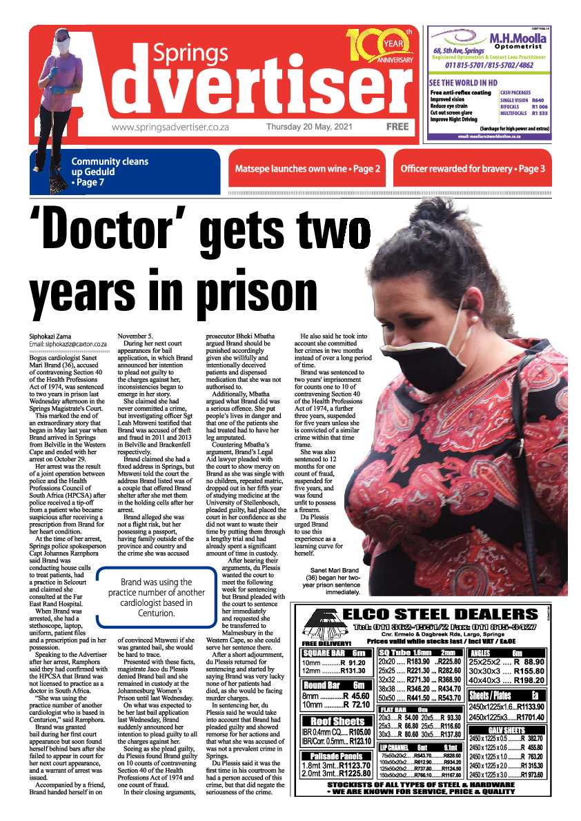 Springs Advertiser 21 May 2021 page 1