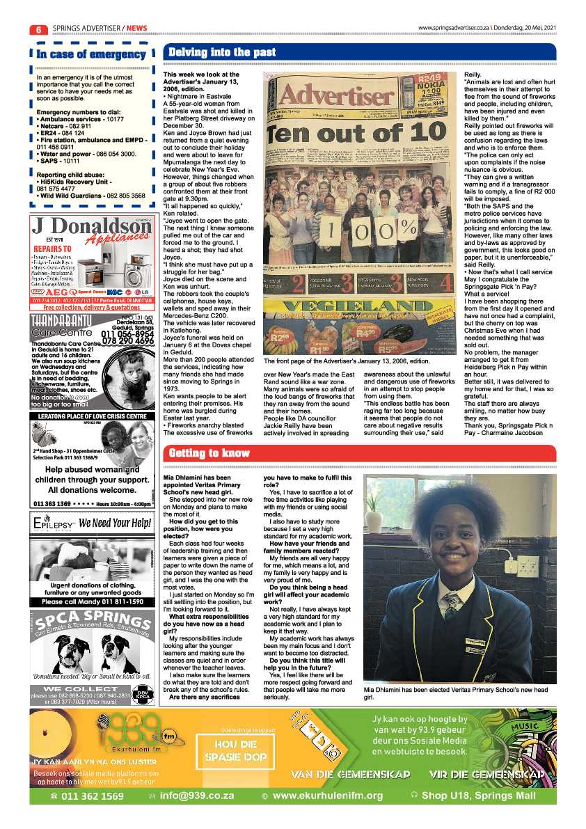 Springs Advertiser 21 May 2021 page 6